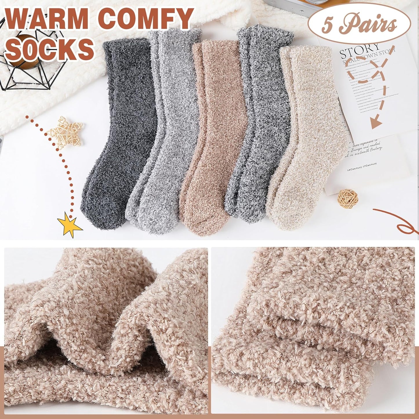 Womens Fuzzy Socks Slipper Fluffy Cozy Comfy Cabin Plh Warm Winter Sleep Home Soft Socks