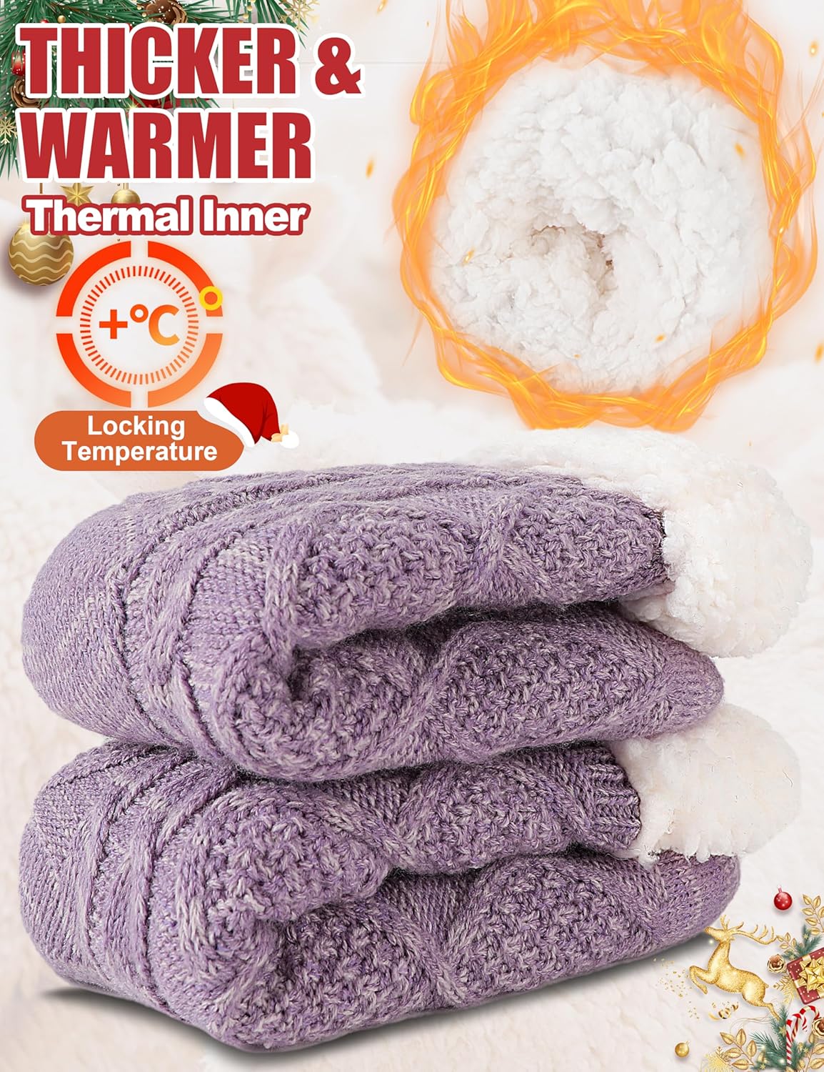 Slipper Fuzzy Socks for Women Fluffy Cozy Cabin Winter Warm Soft Fleece Comfy Thick Socks with Grips