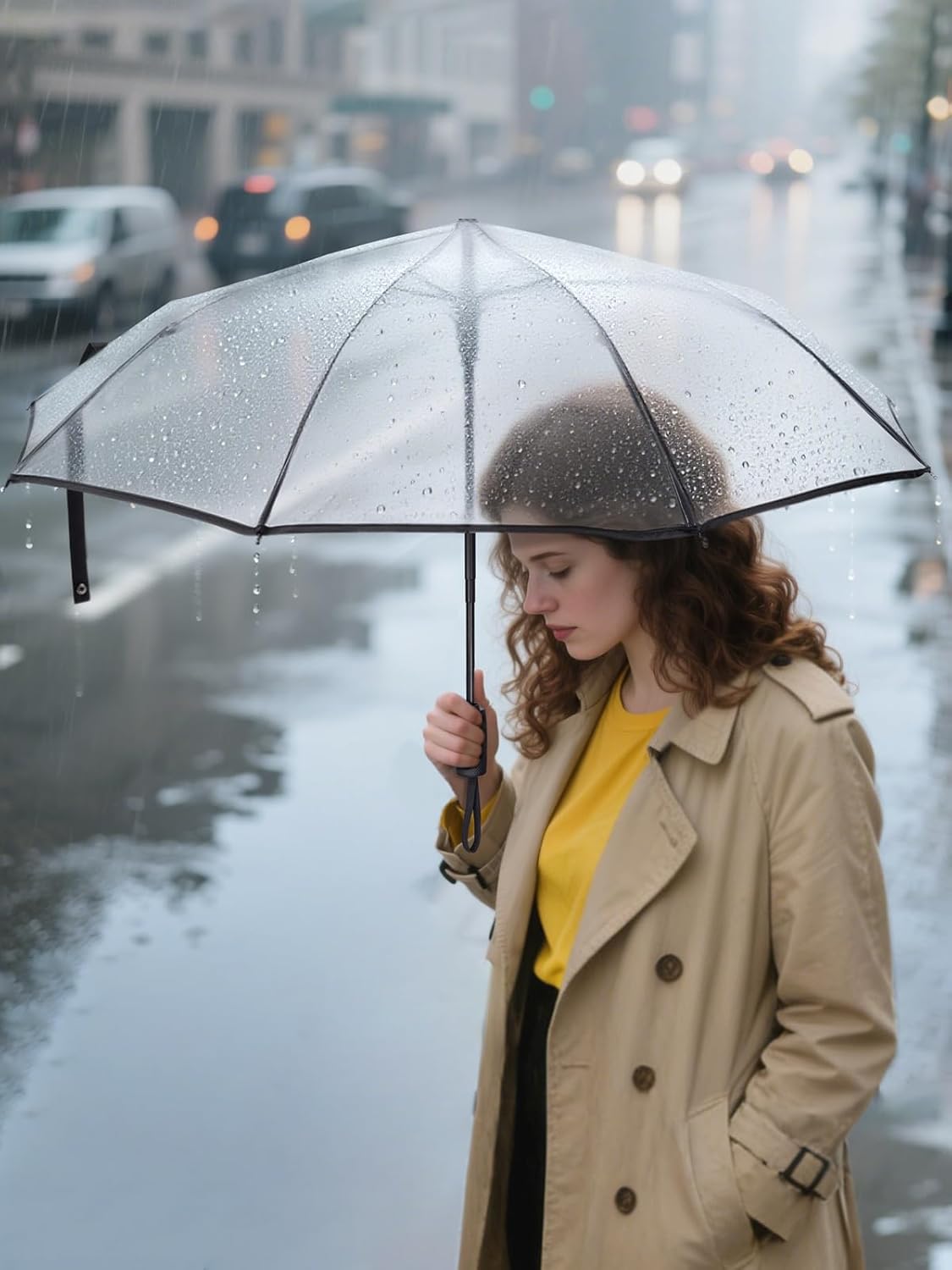 Windproof Compact Travel Umbrellas for Rain and Sun, Withstands 85MPH Winds Auto Open Close Folding Umbrella with Ergonomic Handle, Quick Dry Canopy for Commuting or Backpack