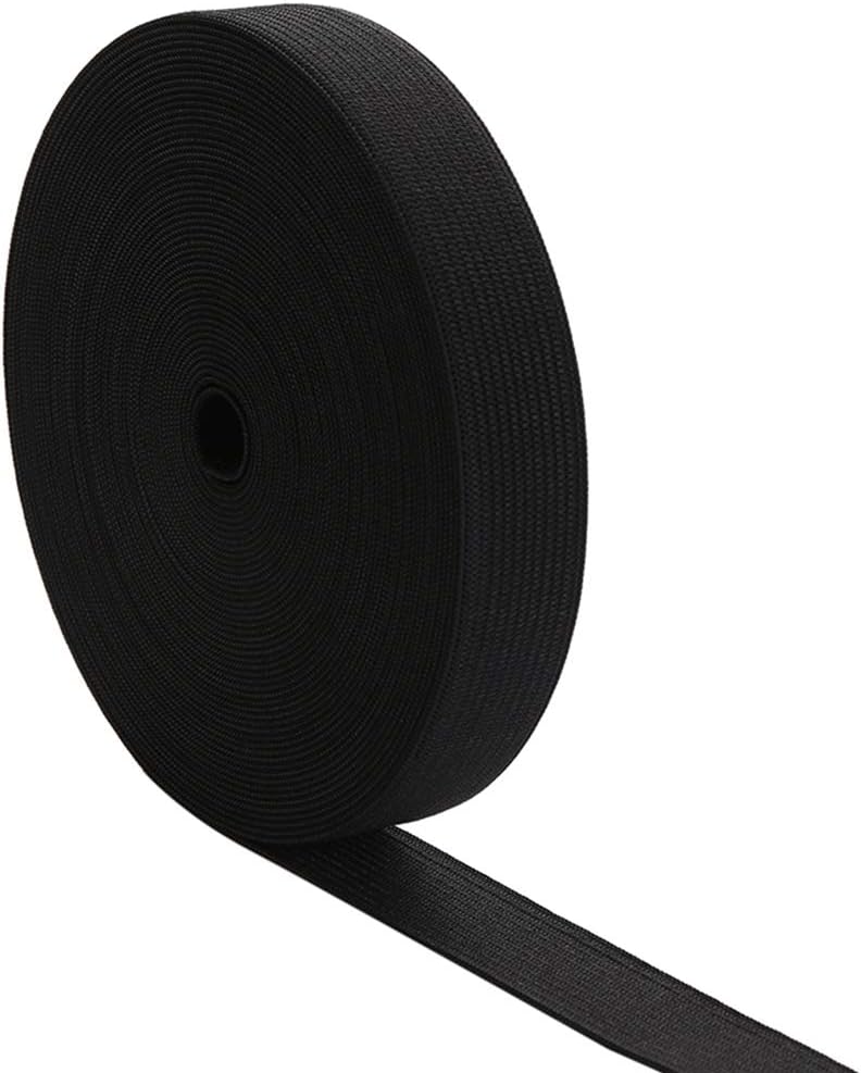 1 Inch by 20 Yard Black Heavy Stretch High Elasticity Elastic Spool Knit Elastic Bands for Sewing