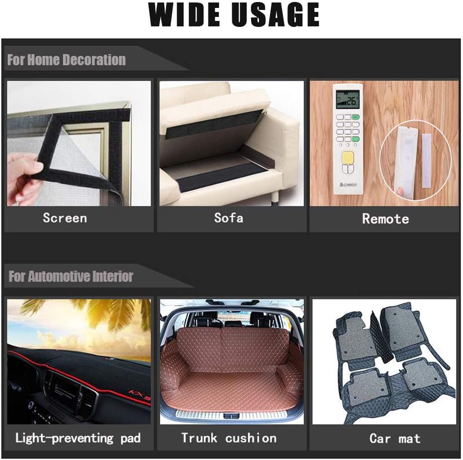 Self Adhesive Hook and Loop Tape Roll 3/4 Inch Black Strong Adhesive Interlocking Tape for Picture and Tools Hanging Pedal Board Fastening 12.6 Yard