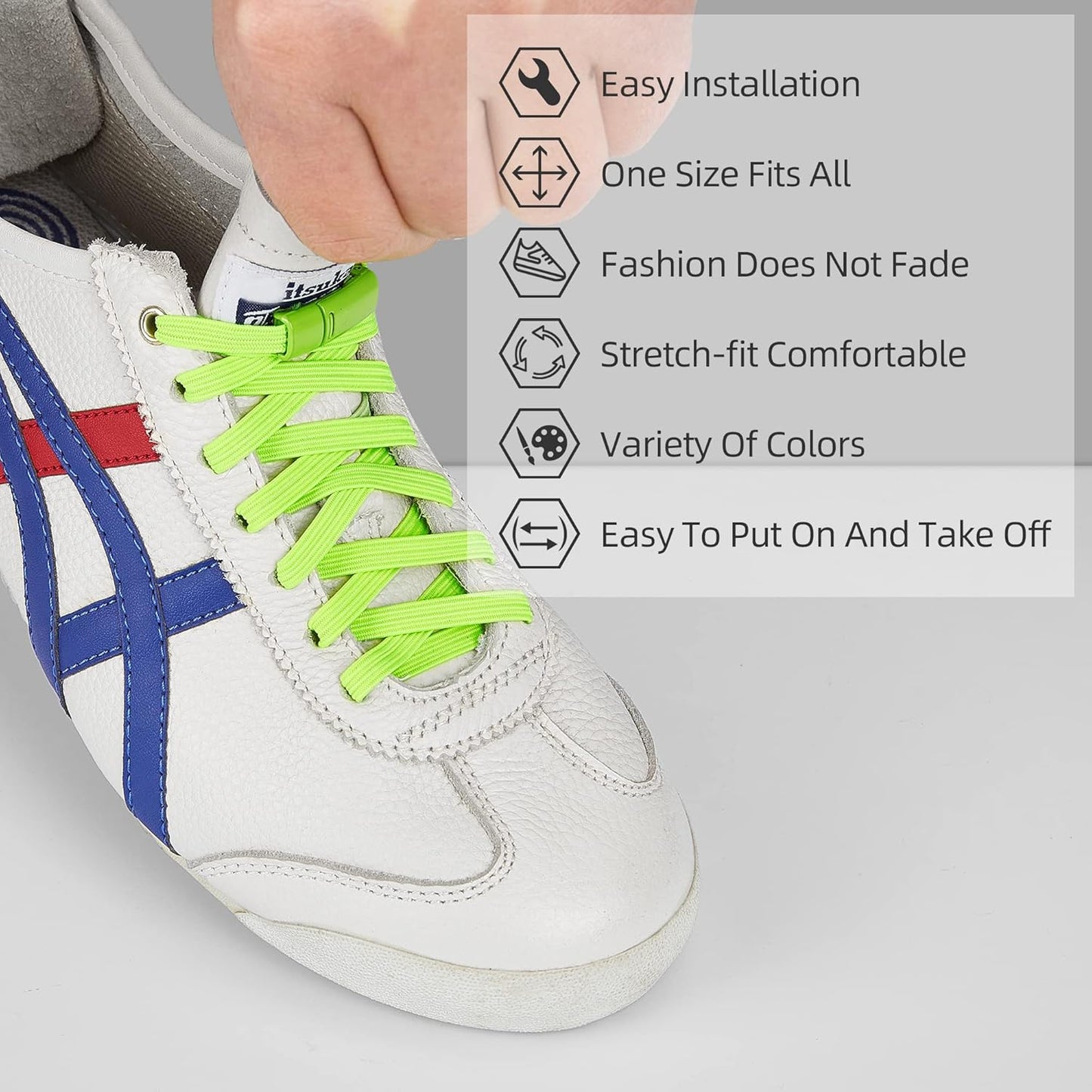 Elastic No Tie Shoe Laces, Stretch Tieless Shoelaces for Adults and Kids Sneakers Shoe Strings