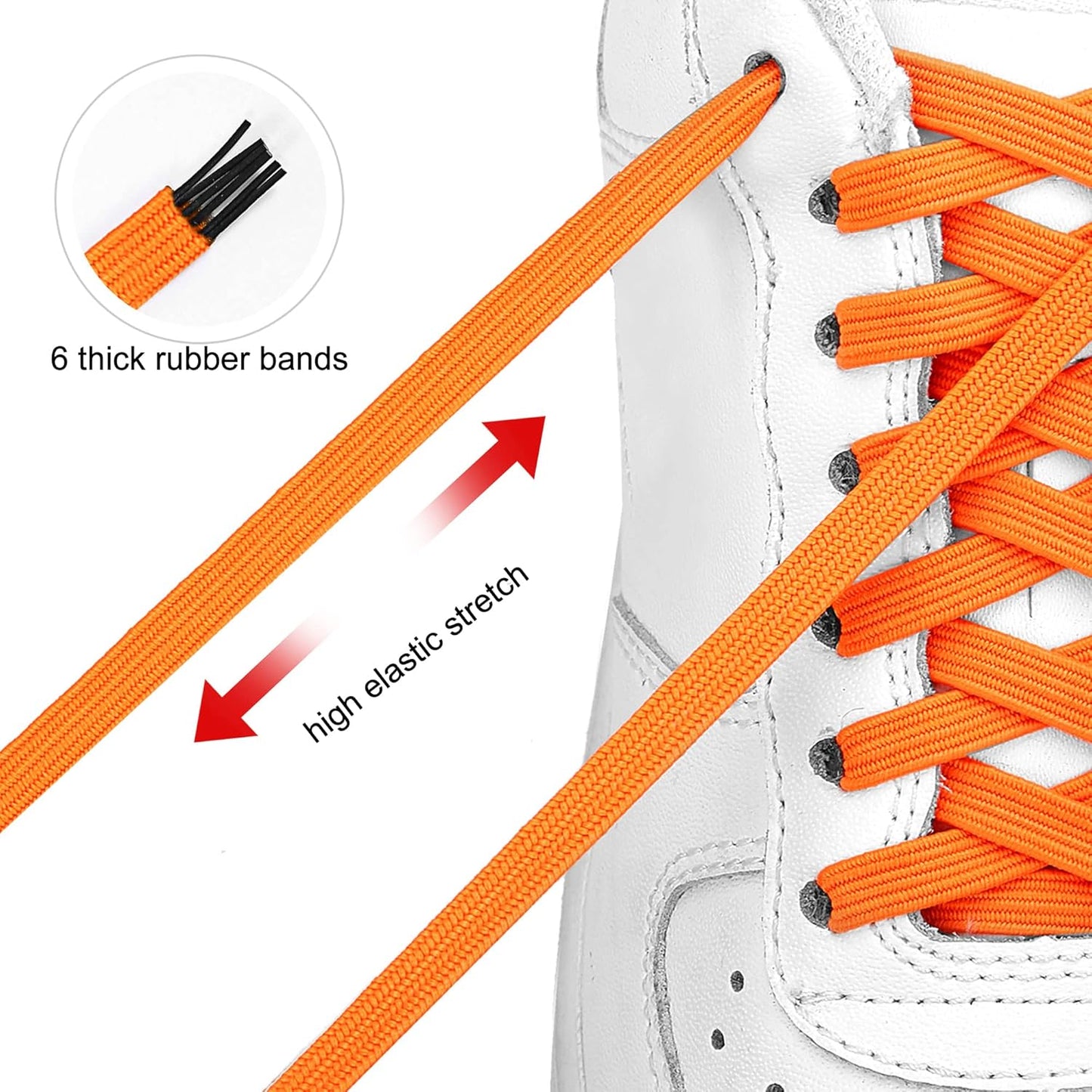 Elastic No Tie Shoe Laces, Stretch Tieless Shoelaces for Adults and Kids Sneakers Shoe Strings