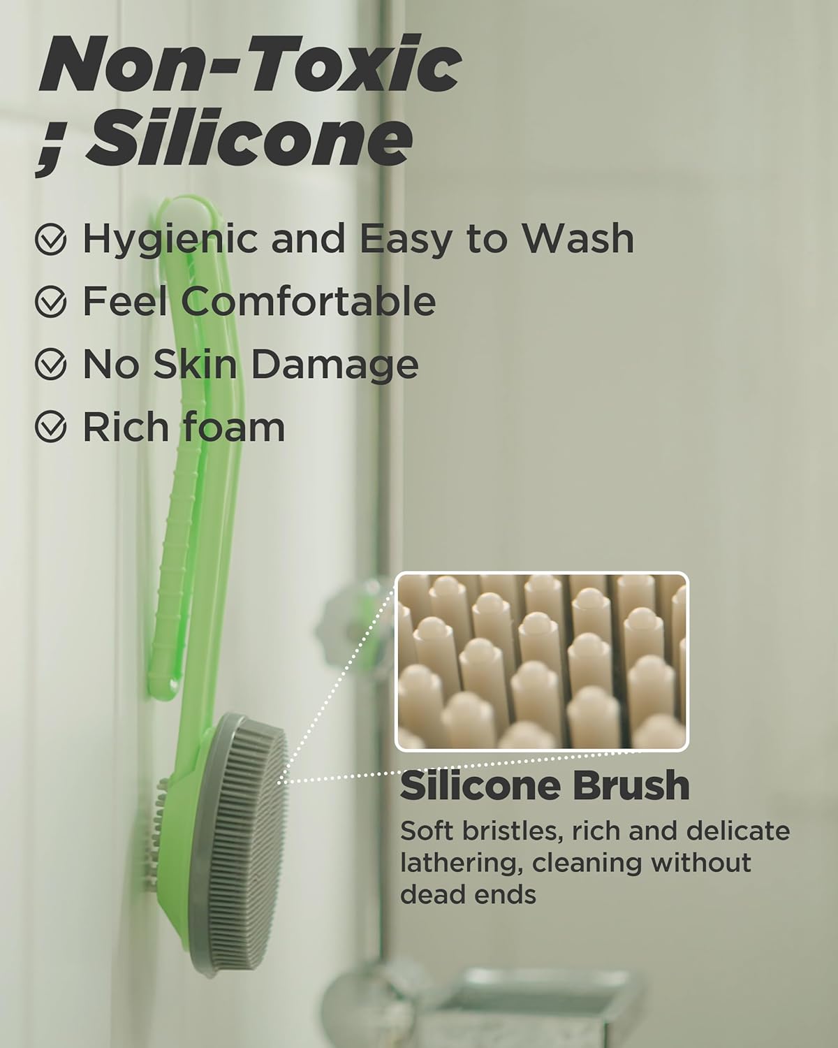 Silicone Body Scrubber Refill Replacement Pad - Back Shower Scrub Brh - Hygienic and Durable Soft Silicone for Sensitive Skin