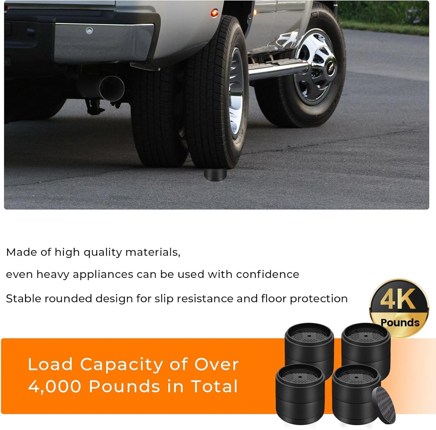 Furniture Risers Bed Risers Heavy Duty 1 inch, 2 inch, 3 inch, 4 inch Round Adjtable Bed Lifts Riser for Desk Legs Table Couch Sofa Chair Refrigerator Washing Machine (1+1 Inch, Black, 4 Pack)