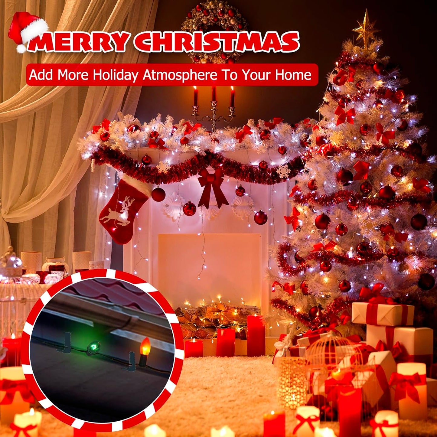 Christmas Light Hanger Clips Fascia Board Light Clips Plastic Holiday Deck Banister Hanger for Christmas Fascia Board Roof Gutter Fence Eave Decoration, Green (30 PCS, 1 5/8")
