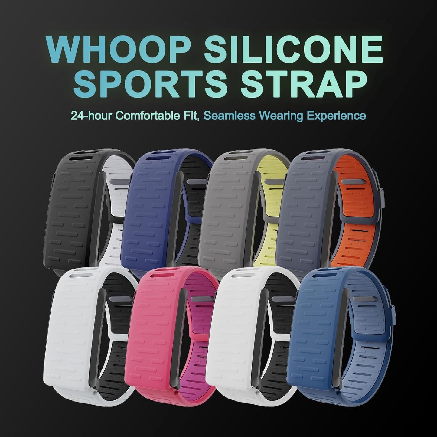 Silicone Wristband Compatible with Whoop 4.0, Quick fit Soft and Washable Sports Loop Strap for Men & Women