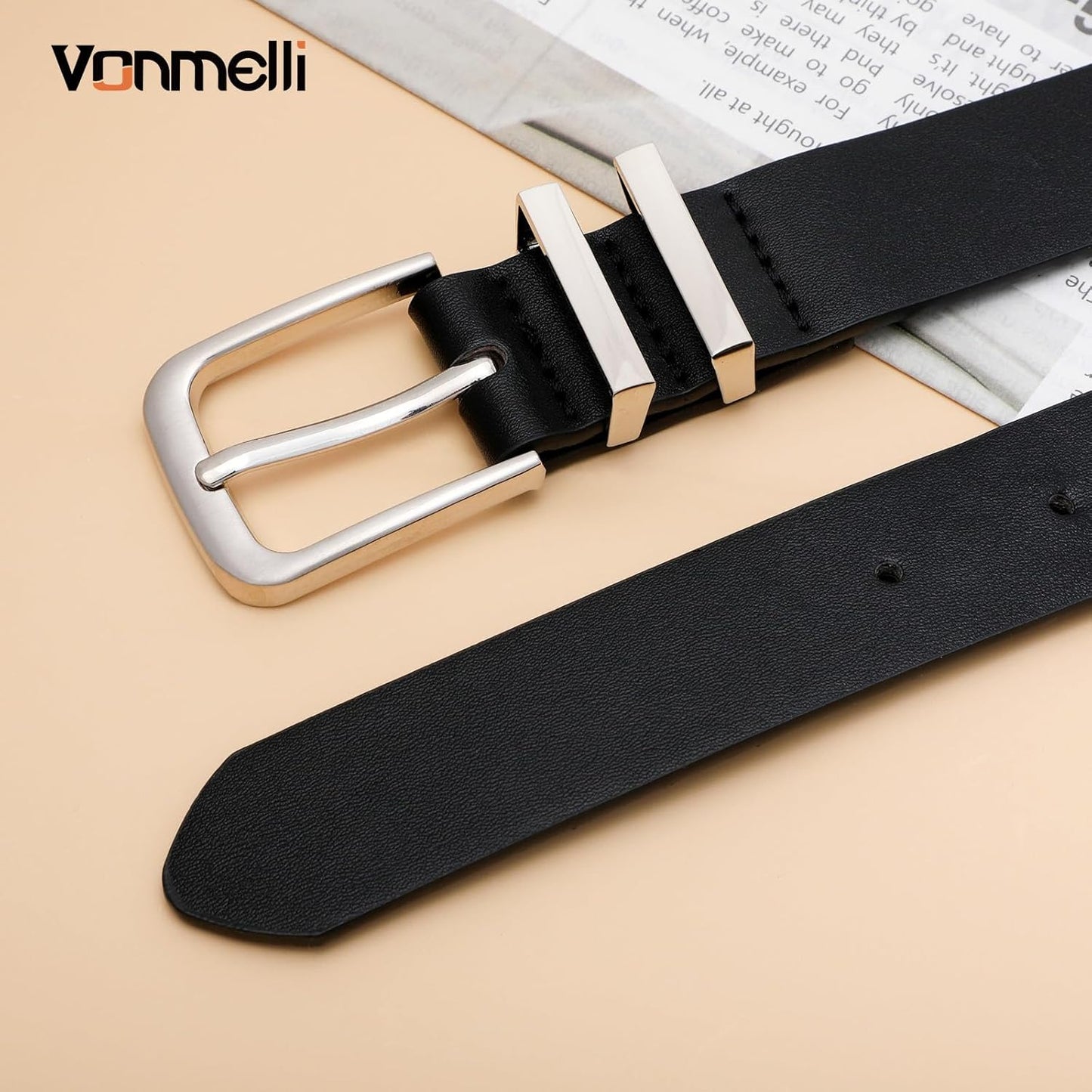 Women's Soft Faux Leather Belt for Jeans Pants Dress Fashion Ladies Waist Belt with Gold/Silvery Buckle