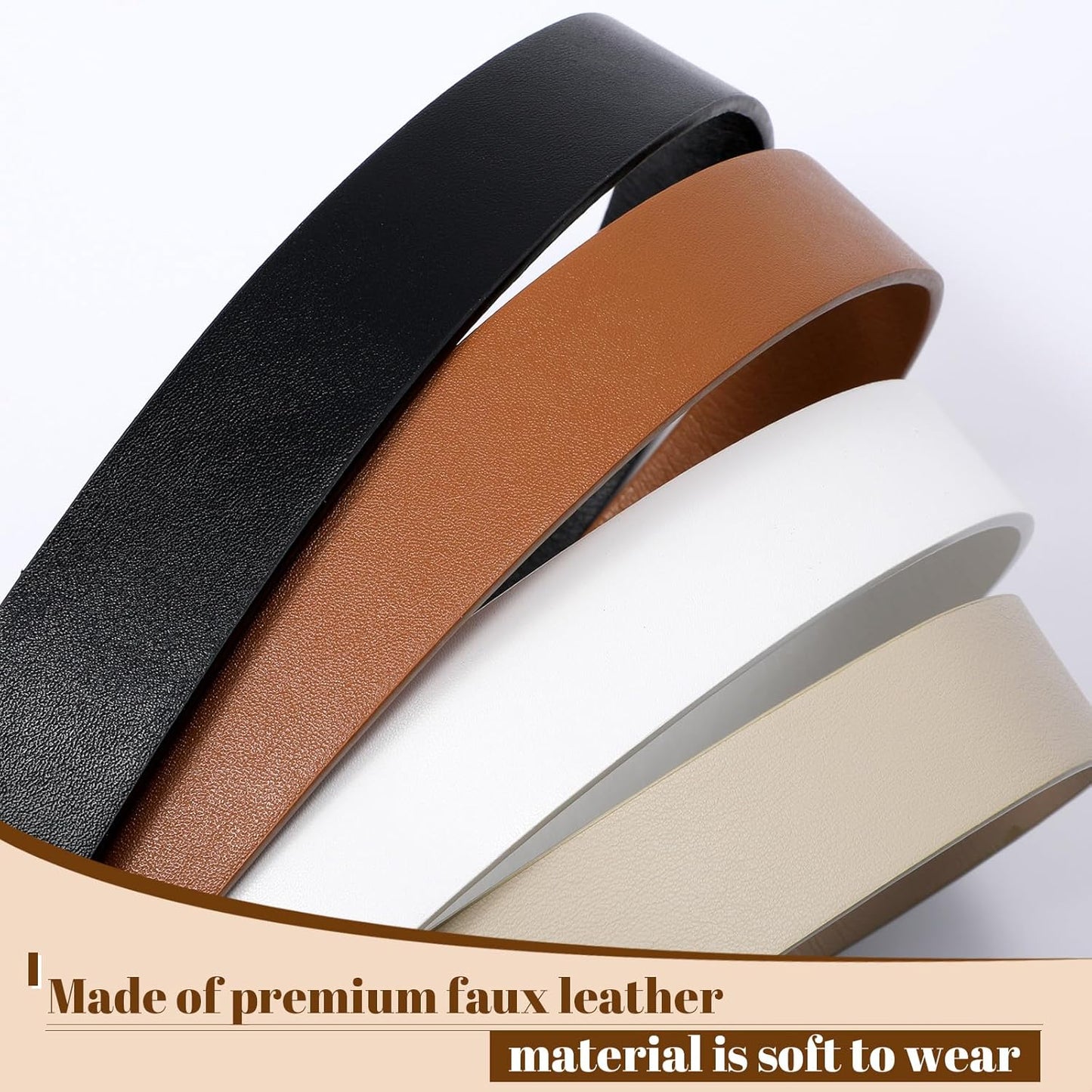 Women's Soft Faux Leather Belt for Jeans Pants Dress Fashion Ladies Waist Belt with Gold/Silvery Buckle