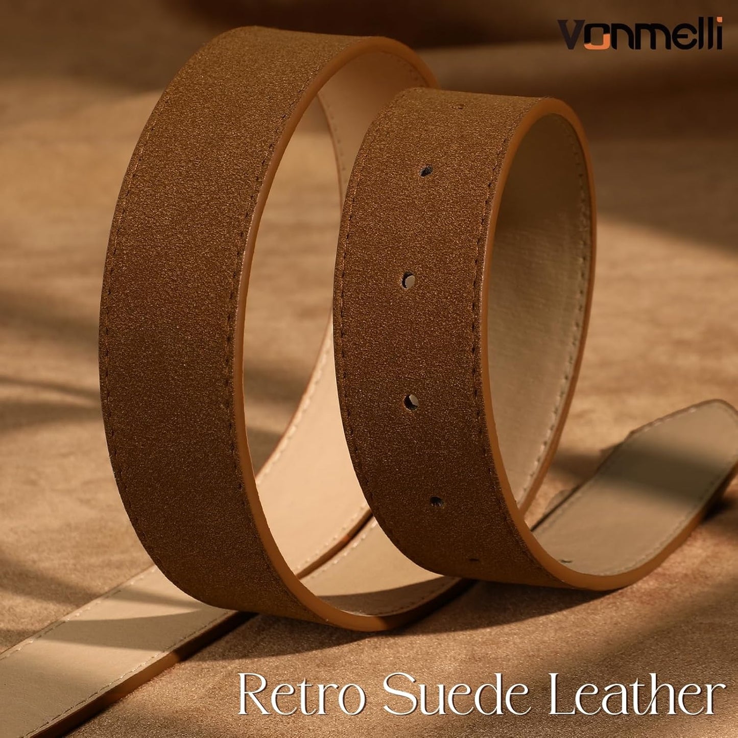 Women Suede Leather Belt for Jeans Dresses Ladies Waist Belt with Retro Gold Buckle