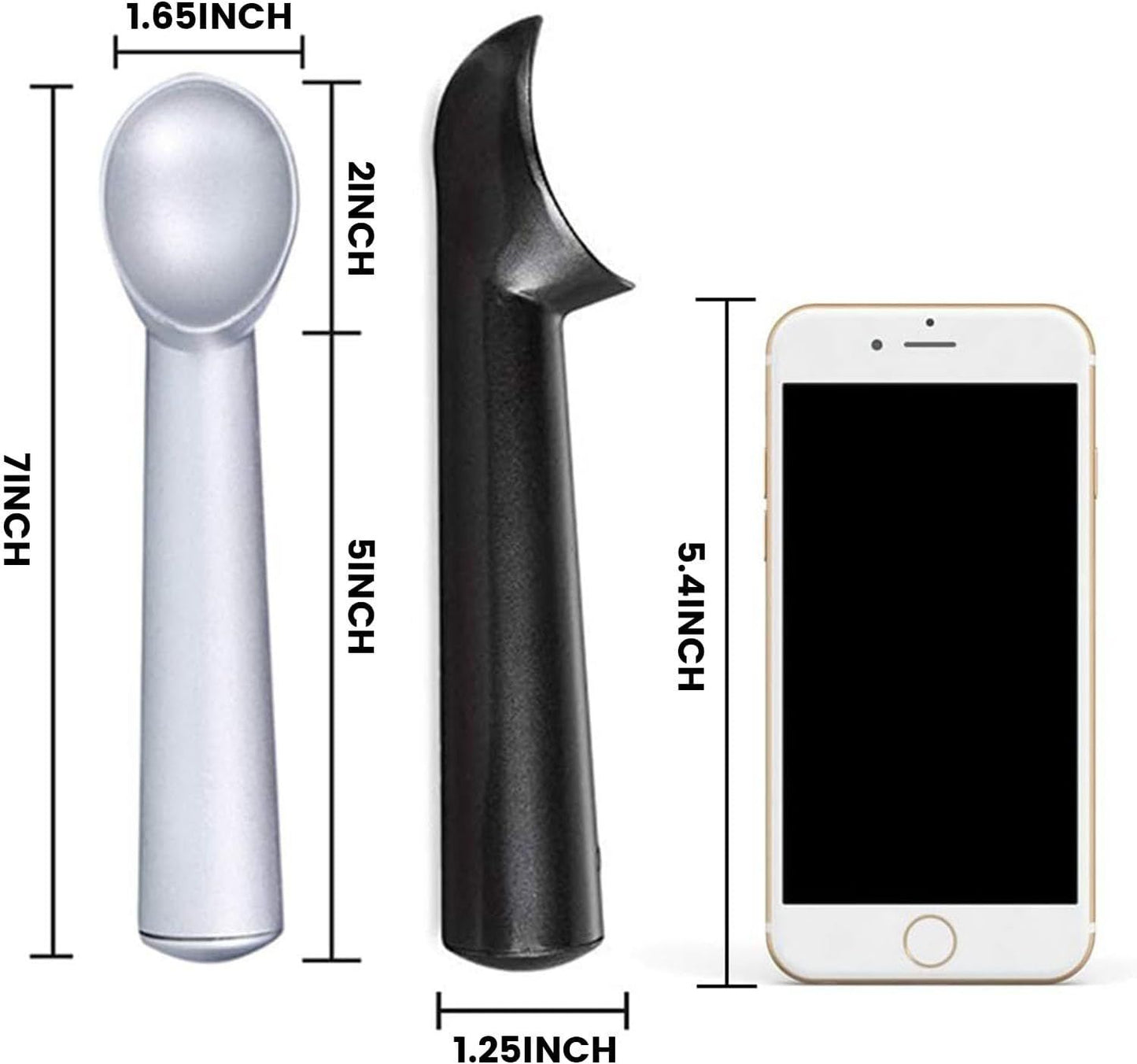 Ice Cream Scoop, 2PCS 7 inches Nonstick Anti-Freeze Ice Cream Scooper One Piece Aluminum Design Dishwasher Safe