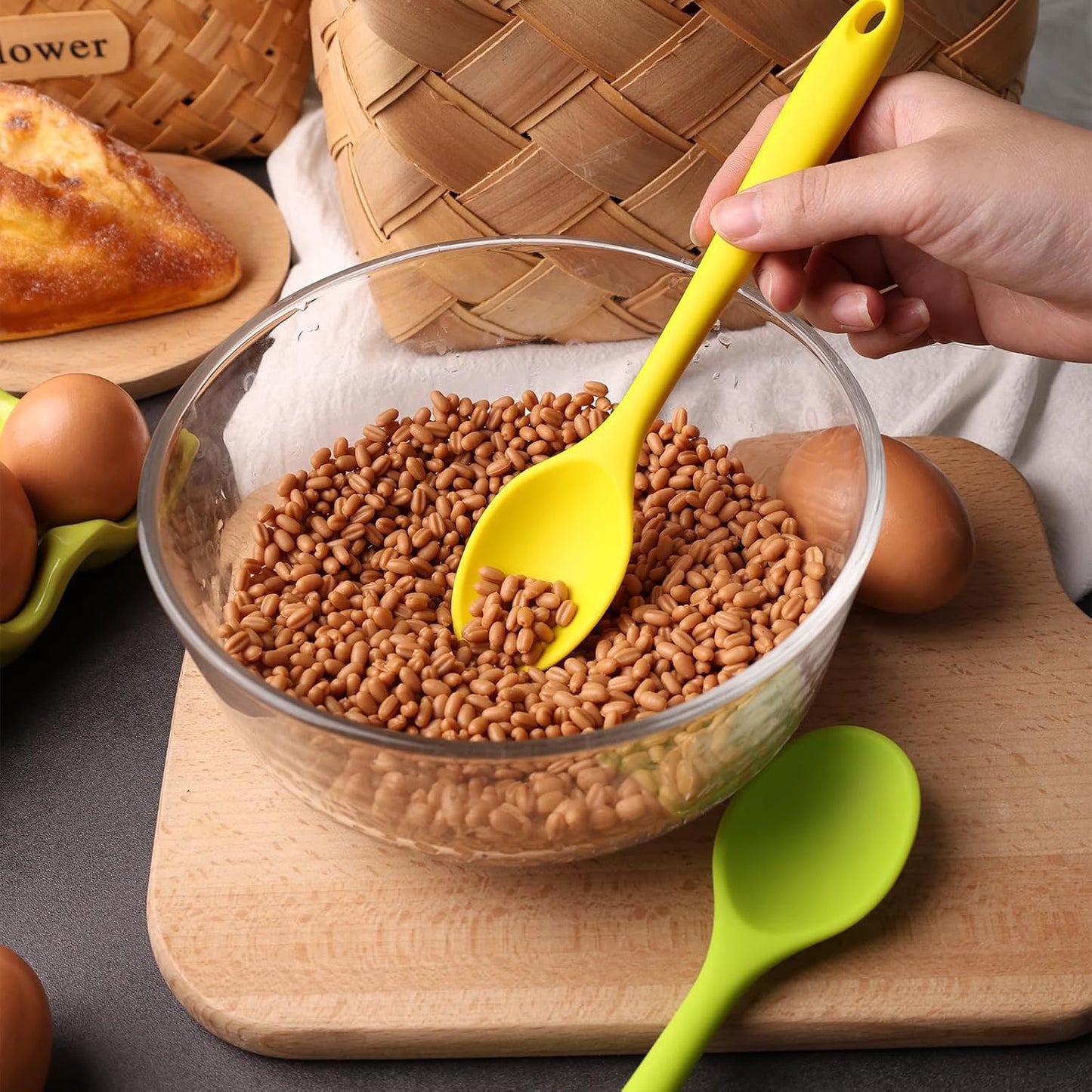 5PCS Small Silicone Spoons, 8 Inch Silicone Mixing Spoons for Baking, Cooking, Tasting, Quiet Stirring Hot Cocoa, Sauce, Risotto, Safe & Nonstick, Kitchen Gifts for Women, Cooking Gifts for Men