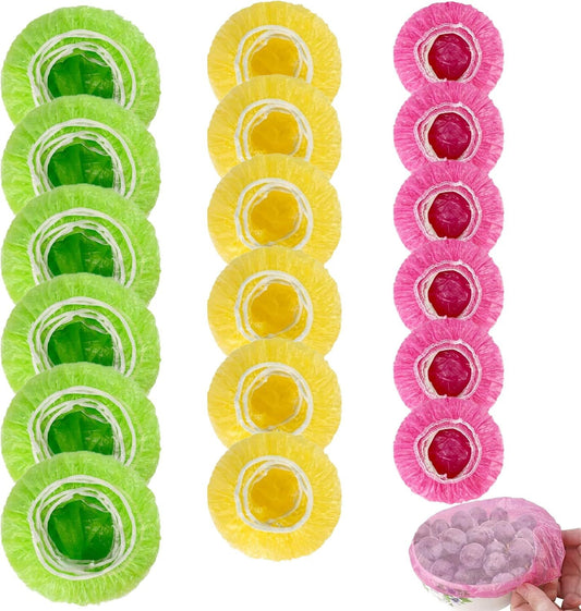 120PCS Reusable Bowl Covers – Elastic Plastic Food Storage Wraps for Kitchen, Baking, Picnics & Family Use, 3 Sizes (Large, Medium, Small)