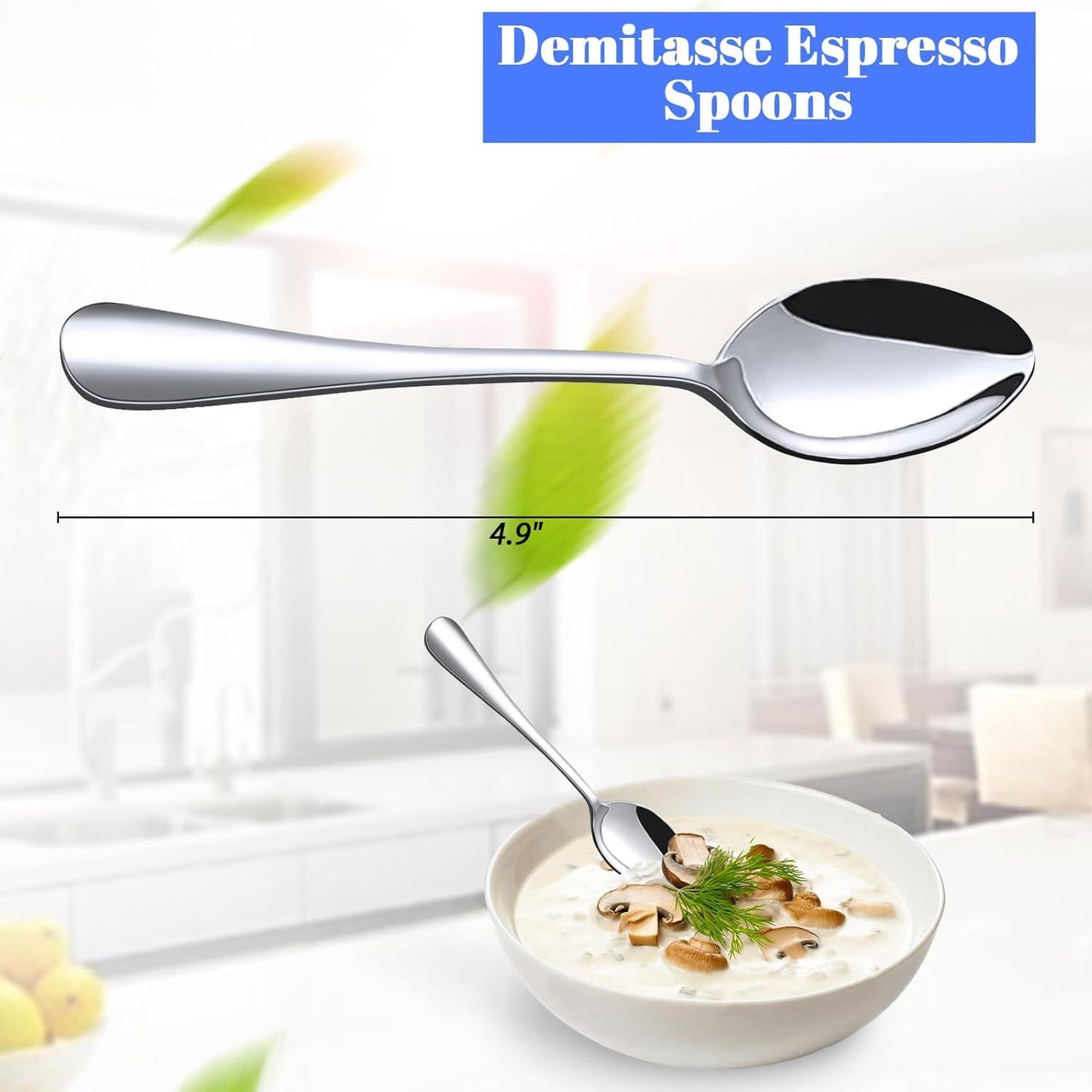 Mini Coffee Spoons, 12PCS 4.9 Inch Stainless Steel Demitasse Espresso Spoons for Stirring Coffee, Tea, Hot Cocoa, Sugar, Tasting Desserts & Appetizers, Dishwasher Safe, Perfect Gifts