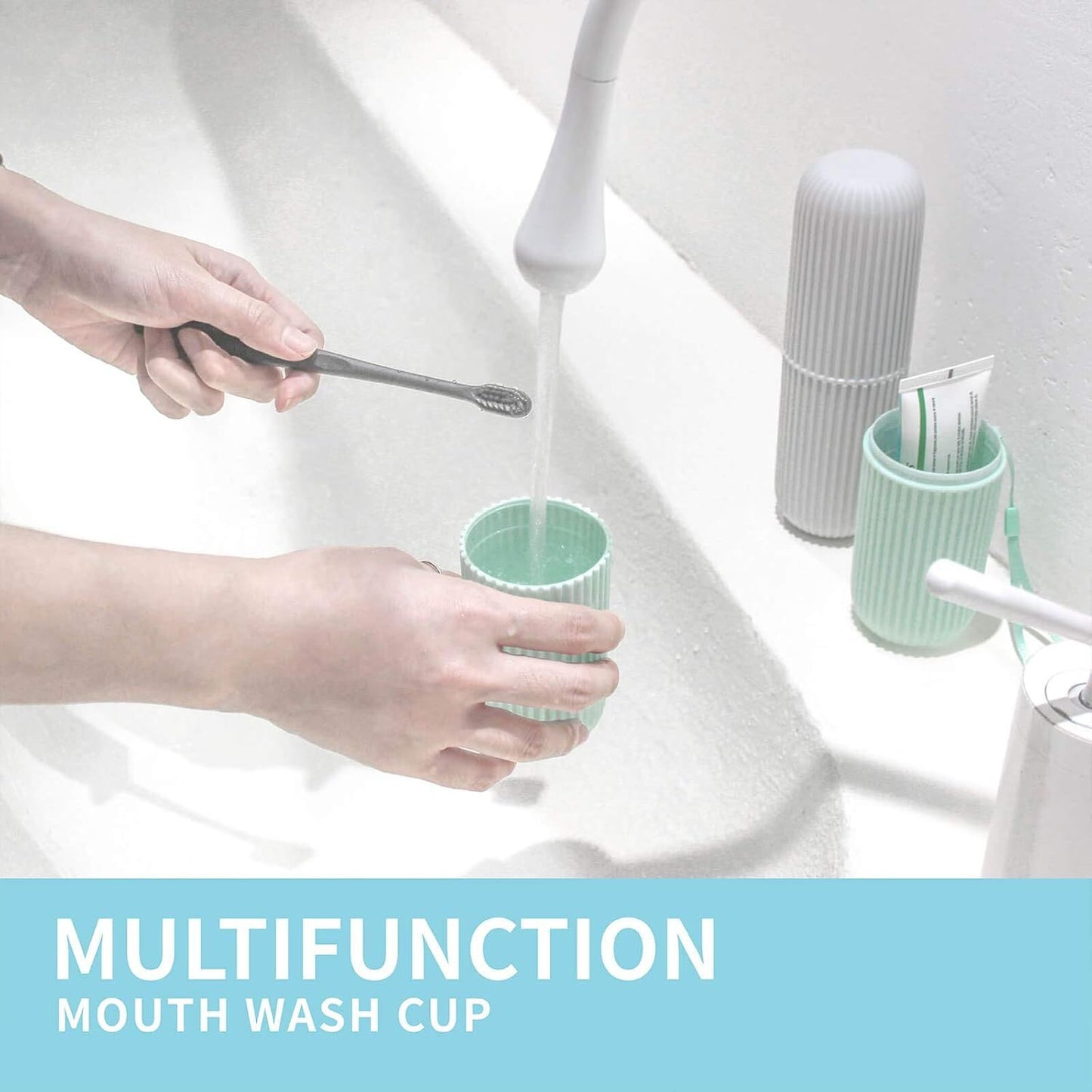 2Pcs Travel Toothbrush Holder, Portable Toothbrush Case for Traveling, Camping, Business Trip and School, Multifuction Plastic Toothbrushes Toothpaste Set with Two Colors（Length：7.7"
