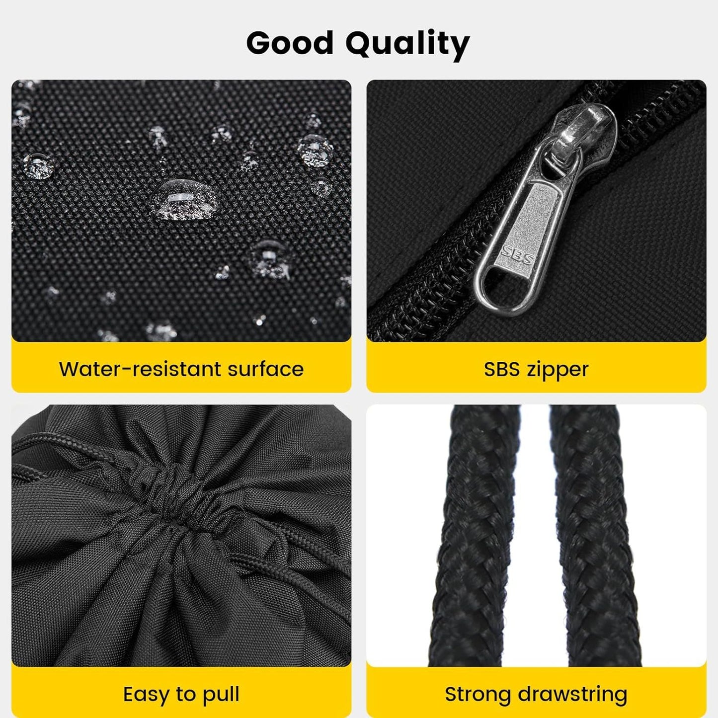 Drawstring Backpack Water Resistant String Bag Sports Sackpack Gym Sack with Side Pocket for Men Women