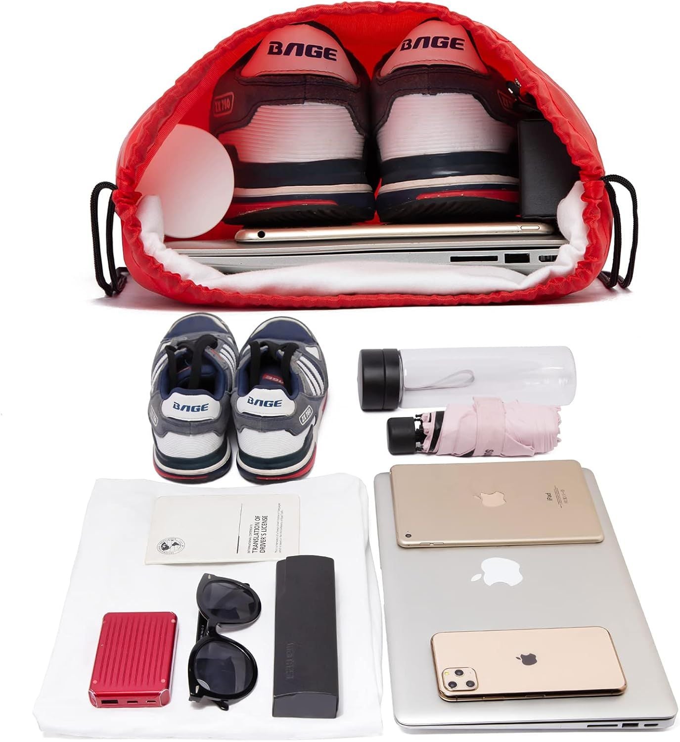 Drawstring Backpacks Bulk 10 Pieces String Bags Customized Bags for Party Gym Sport Trip - Red