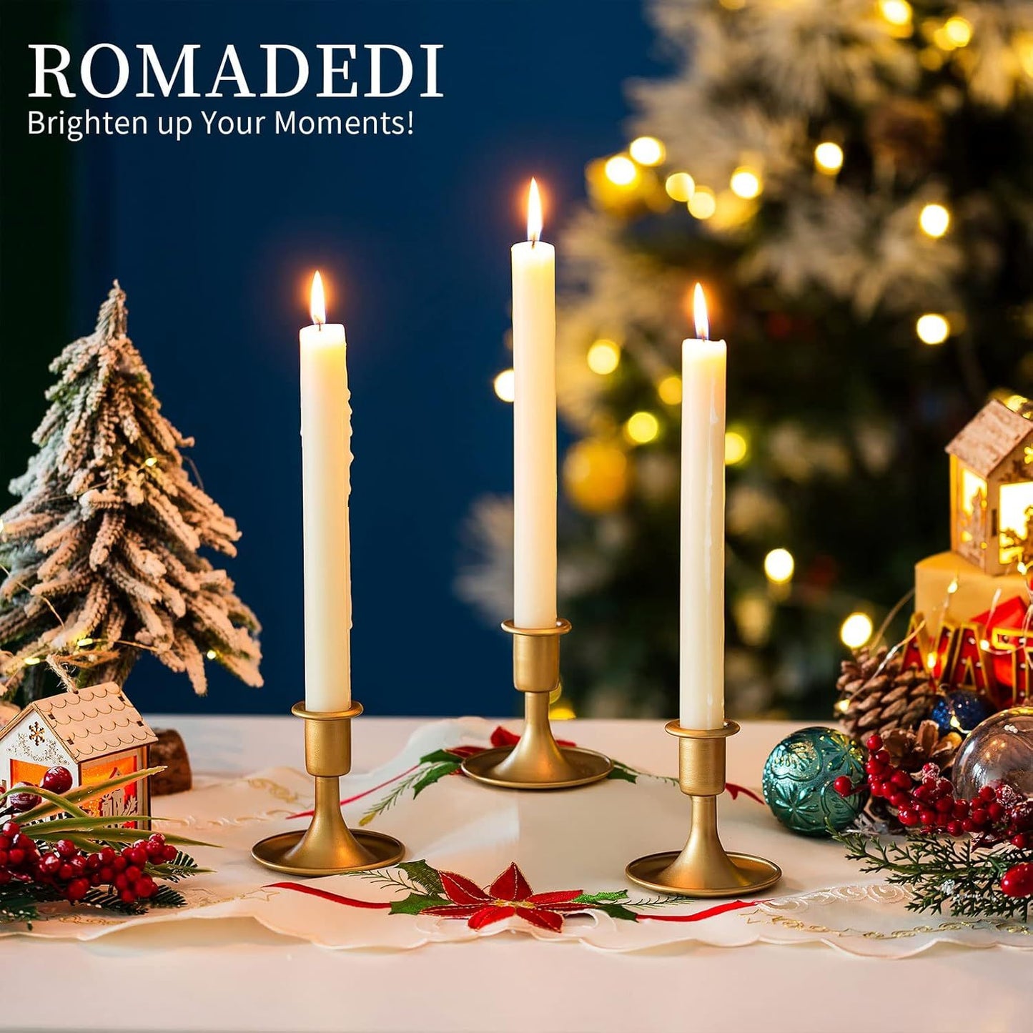 Candlestick Holders Taper Candle Holders,  Gold Candle Stick Candle Holder for Table Centerpiece, Wedding Reception, Festive Christmas Mantel Decoration or Home Decor, Set of 2