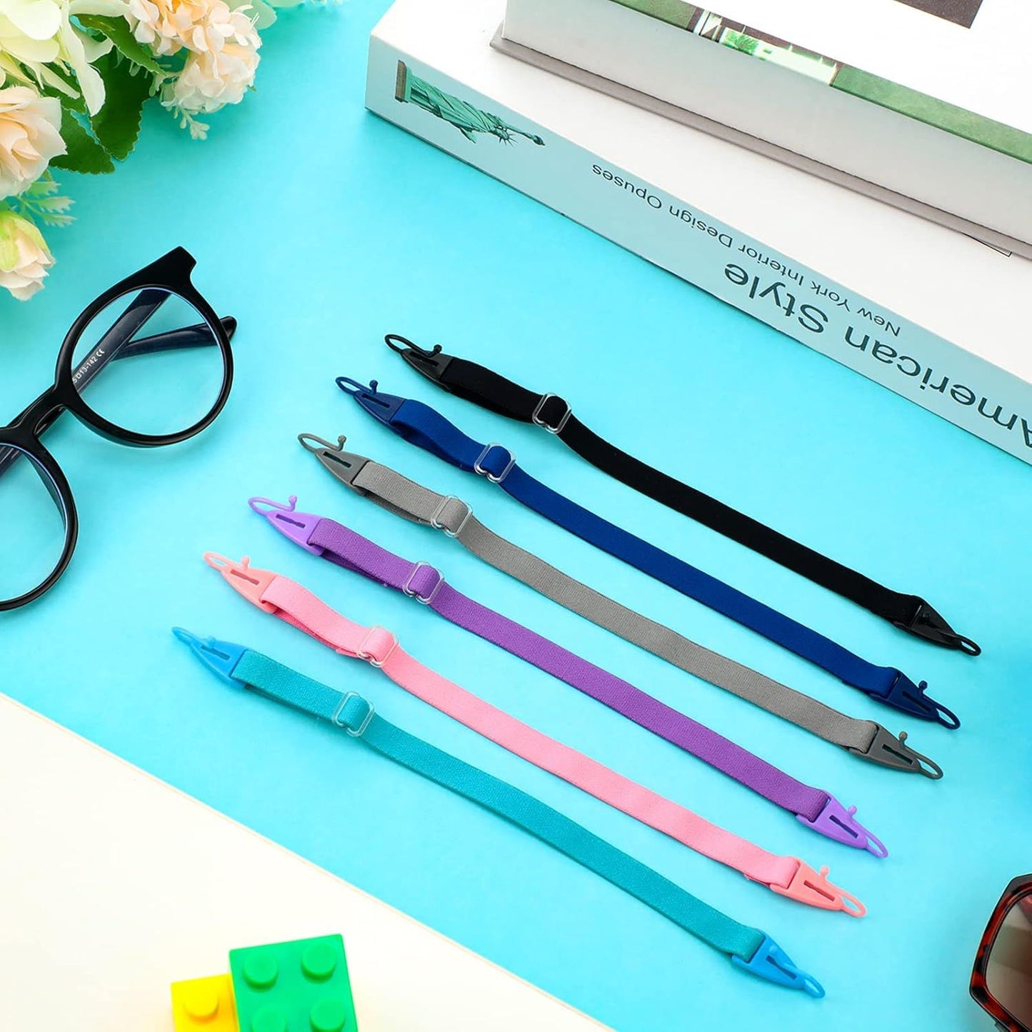 6 Pack Adjustable Kid Eyeglass Strap Eyeglass Band Sports Glasses Strap (Multi Color)