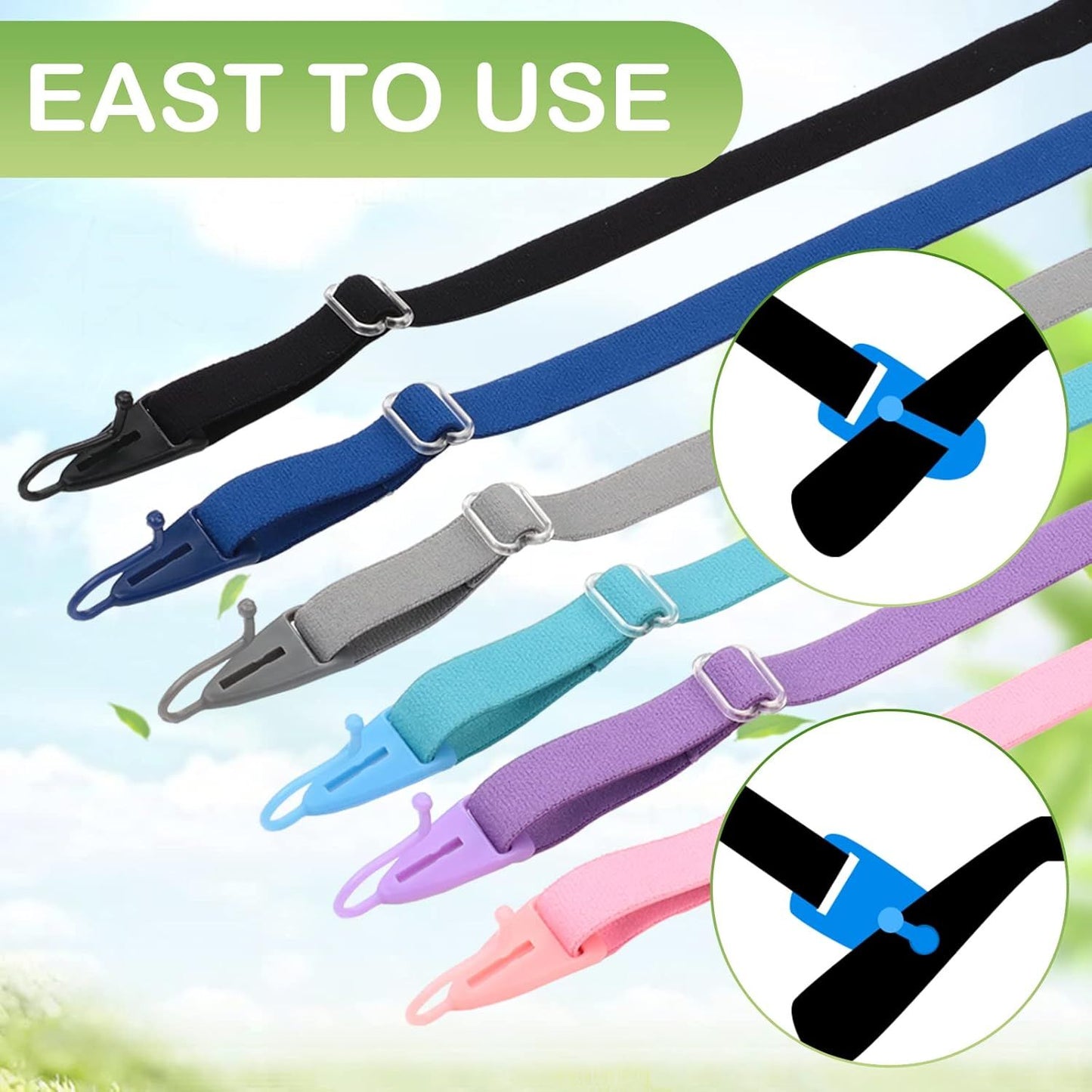 6 Pack Adjustable Kid Eyeglass Strap Eyeglass Band Sports Glasses Strap (Multi Color)