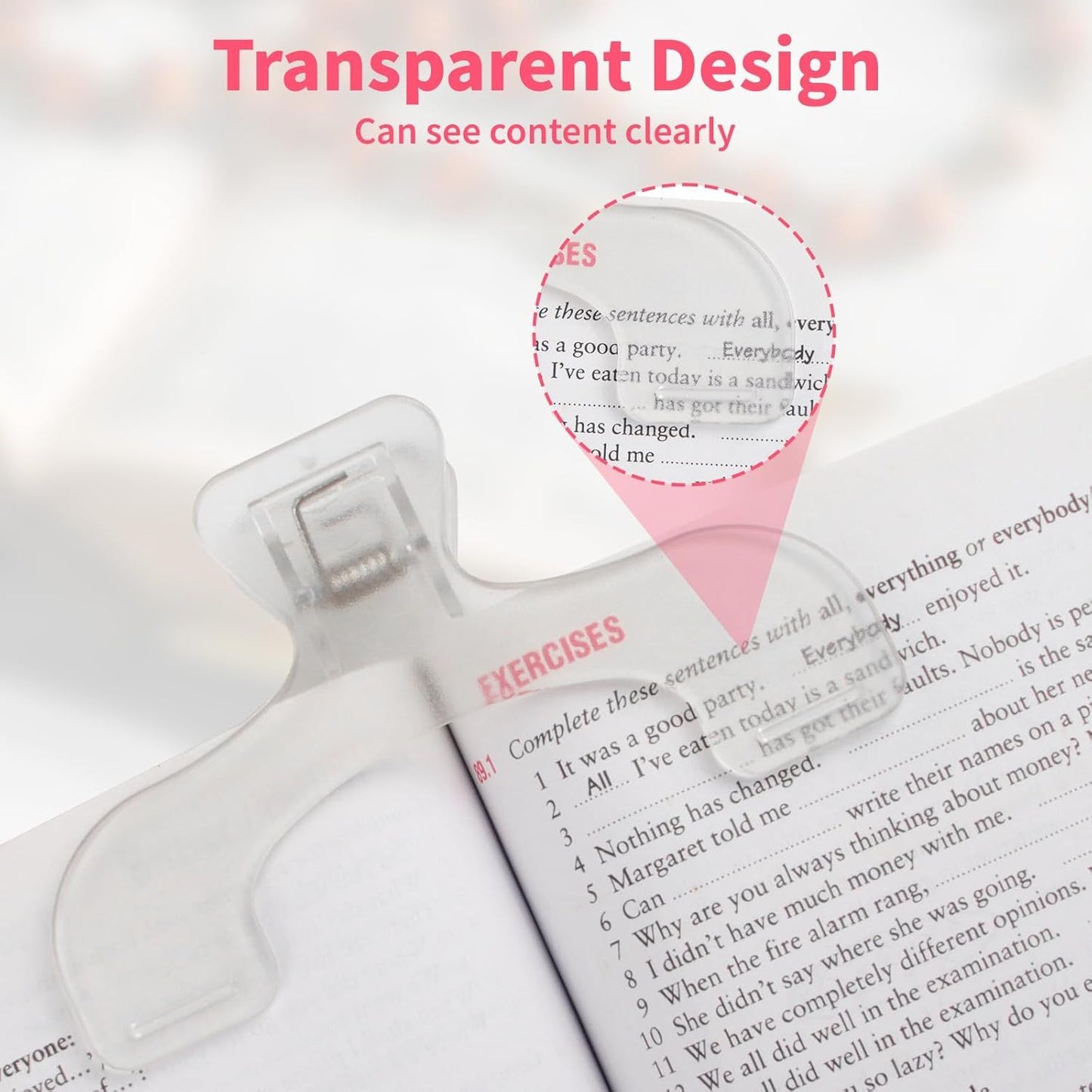 3PCS Clear Transparent Book Clip, Book Page Holder Clips for Books Office, Book Page Holder Bookmark for Home School Supplies, Multifunctional Practical Book Clips