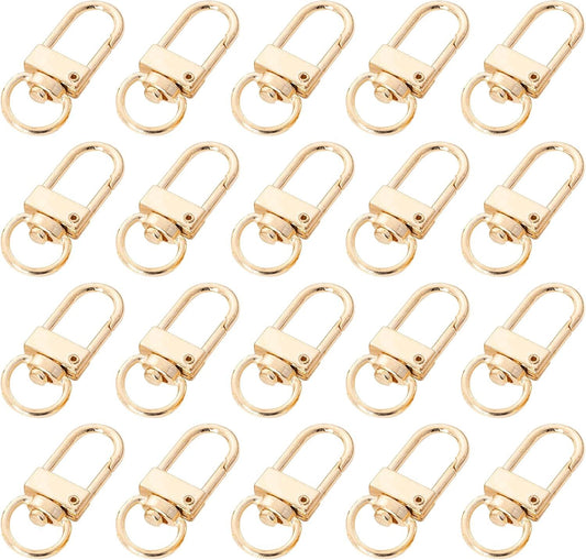 20 Pack Gold Metal Lobster Claw Clasps, 360° Swivel Lanyard Snap Hooks Lobster Clasp for Keychains, Key Chain Hooks for Jewelry Making Purse Bags DIY Crafts Pet Collar