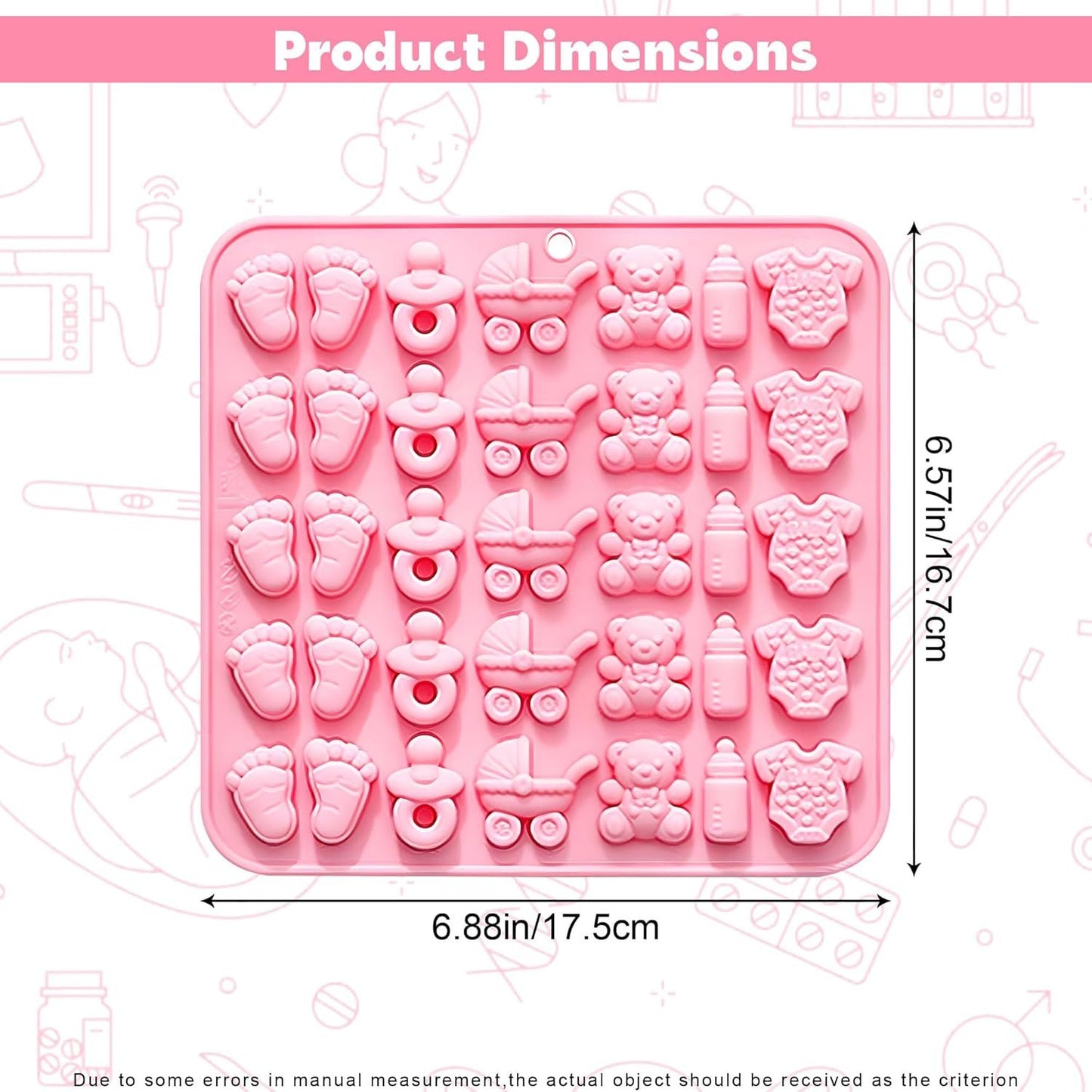 Cute Baby Silicone Fondant Cake Mold, Baby Feet Molds Baby Onesie Baby Bottle Pacifier Mold, Silicone Chocolate Candy Mold Baking Mould for Baby Shower Cake Decoration Gummy Sugar Cupcake Topper