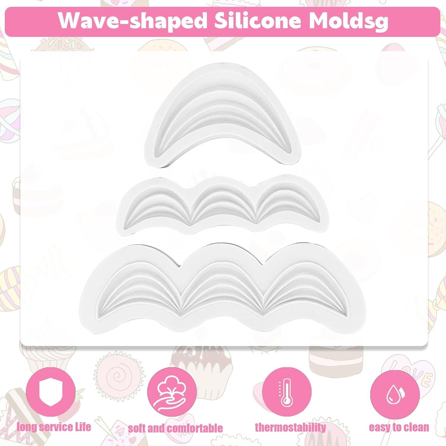 Fondant Swag Molds | Cake Border Draped Swag Silicone Mold | 3Pcs Set Wave-shaped Molds for Baking & Decorating | Safety Cake Mold for Fandant Candy Chocolate | Wedding Birthday Party Cake Decoration