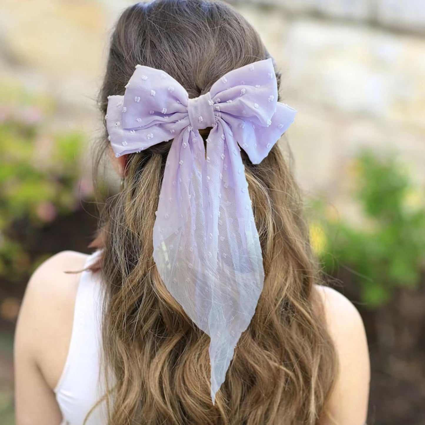 8in Hair Bows Barrettes for Women & Girls: Large Satin Bow Hair Clip with Long Tail - Elegant Hair Ribbon for French Stylish Looks -Chic Soft Cloth Oversized Bows Hair Accessories (Purple)