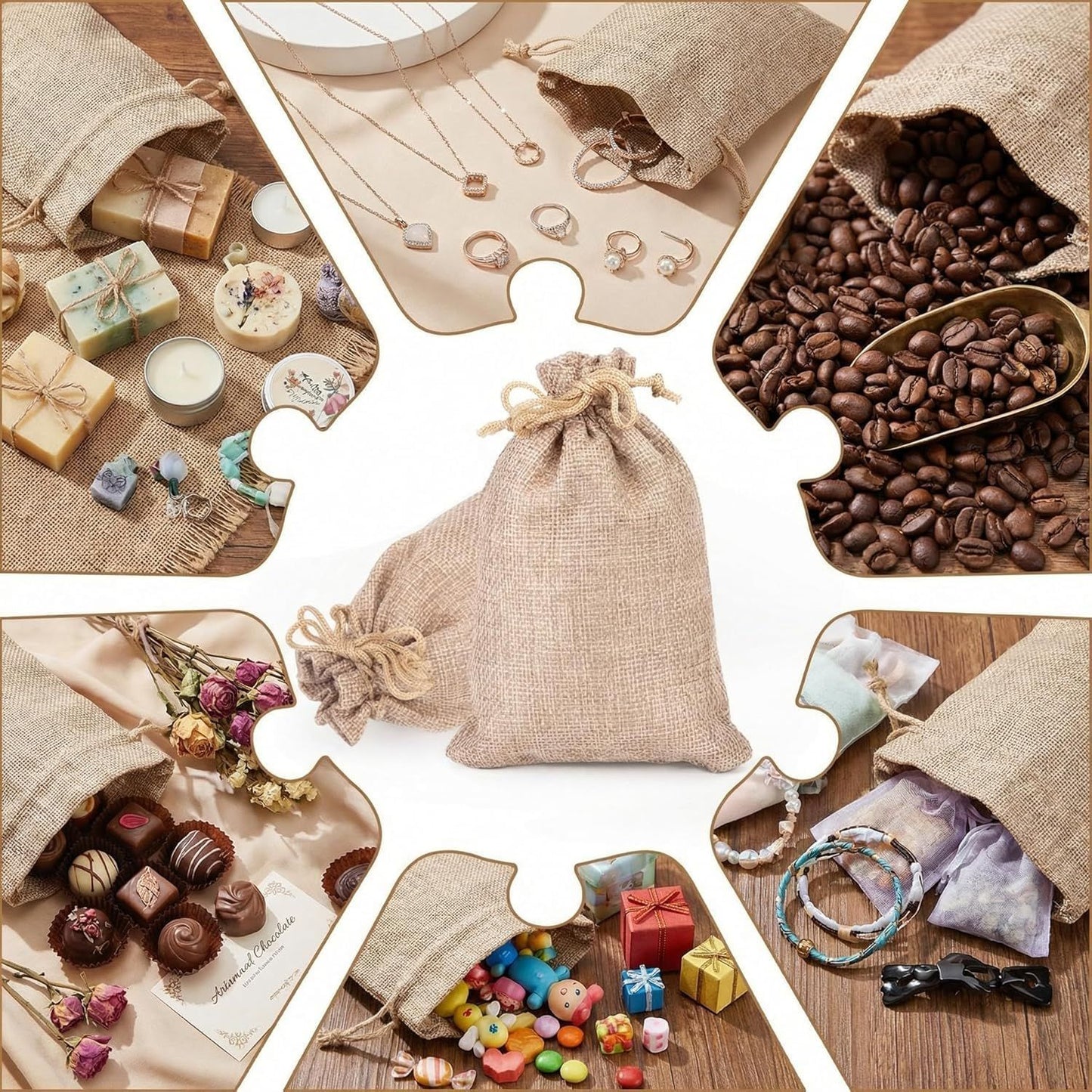 25PCS Small Burlap Gift Bags With Drawstring, 4x6 Inch Small Linen Sack Bags Jewelry Pouches for Wedding Party Favors DIY Crafts
