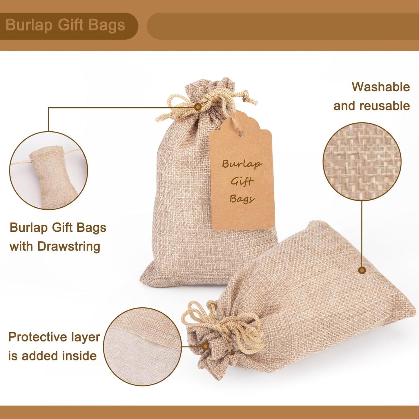 25PCS Small Burlap Gift Bags With Drawstring, 4x6 Inch Small Linen Sack Bags Jewelry Pouches for Wedding Party Favors DIY Crafts