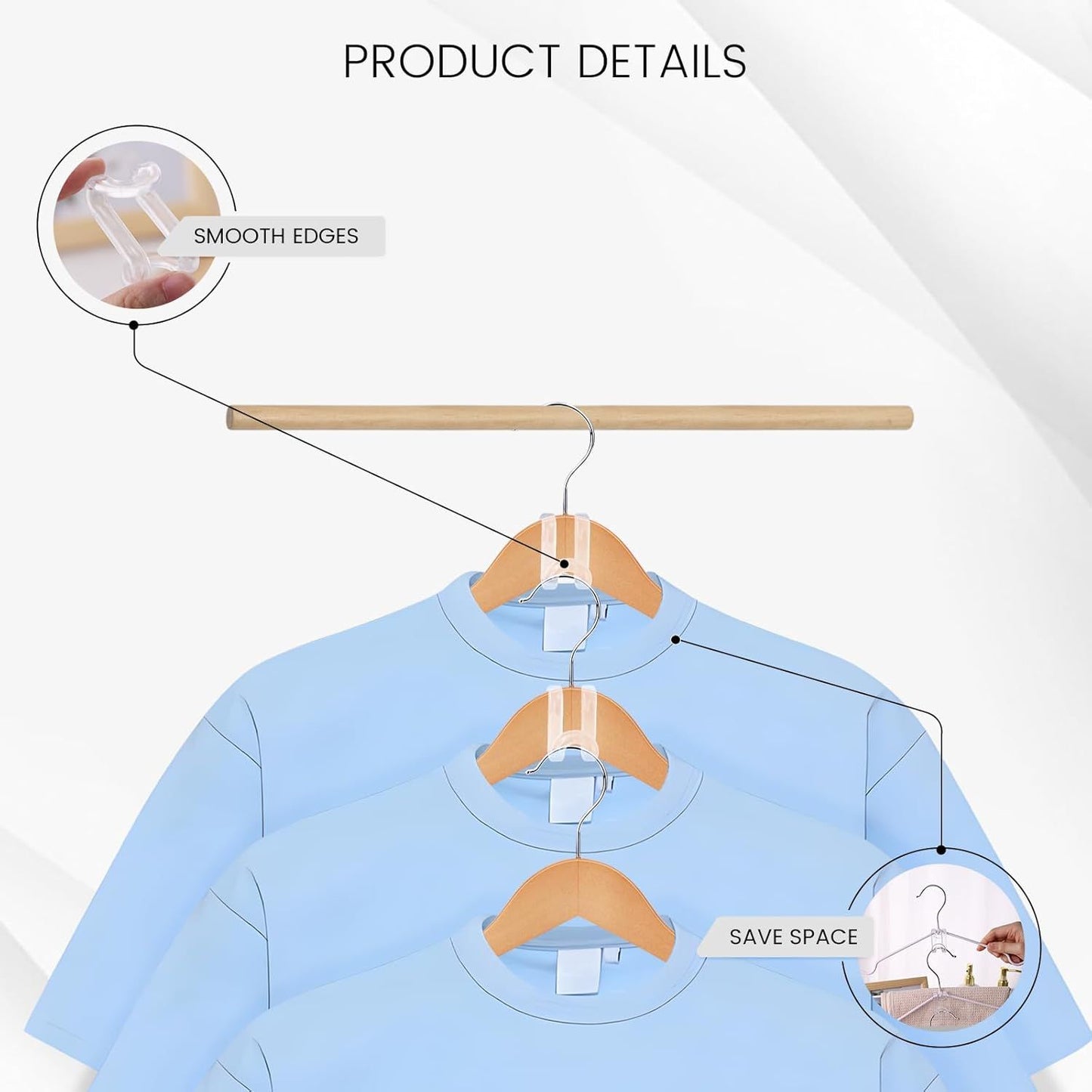 Hanger Hooks Space Saving, 60PCS Clothes Hanger Connector Hooks Closet Space Savers for Hanging Clothes, Clear