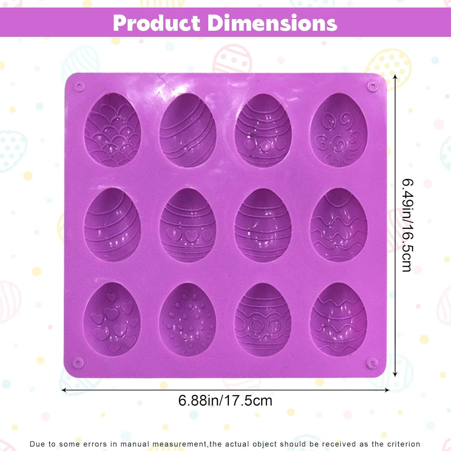 2Pcs Easter Egg Silicone Molds, 8 Cavity Easter Egg Shaped Chocolate Mold, Non-stick Jello Mold Silicone Baking Mold for DIY Cake Decoration,Candy, Pastry, Muffin, Bread, Ice Cube, Soap