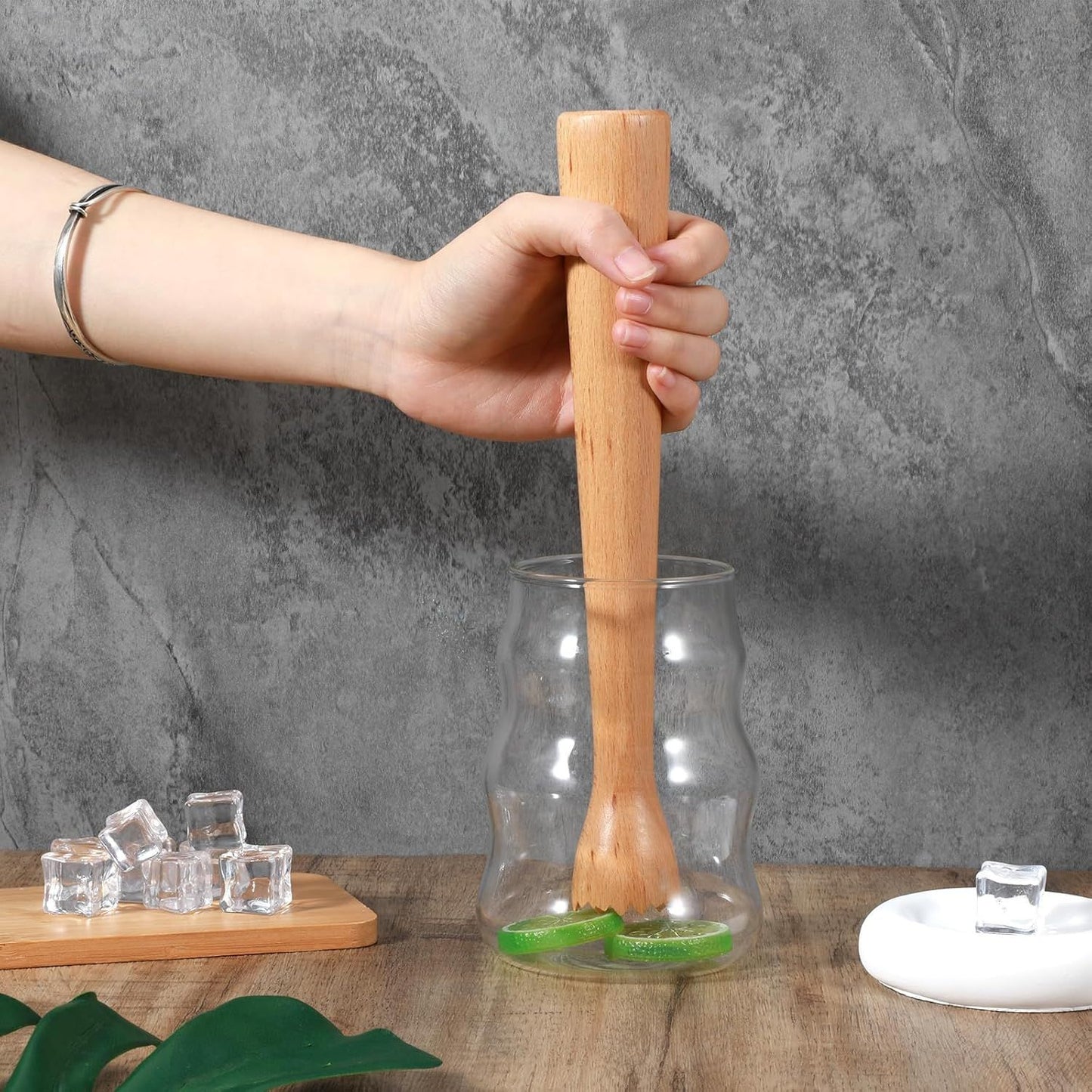 Wooden Muddler for Cocktails, Durable Muddler for Lemonade, Professional Bar Muddler Tool, Home and Bar Cocktail Muddler for Mojitos, Fruit Drinks (10 Inch)