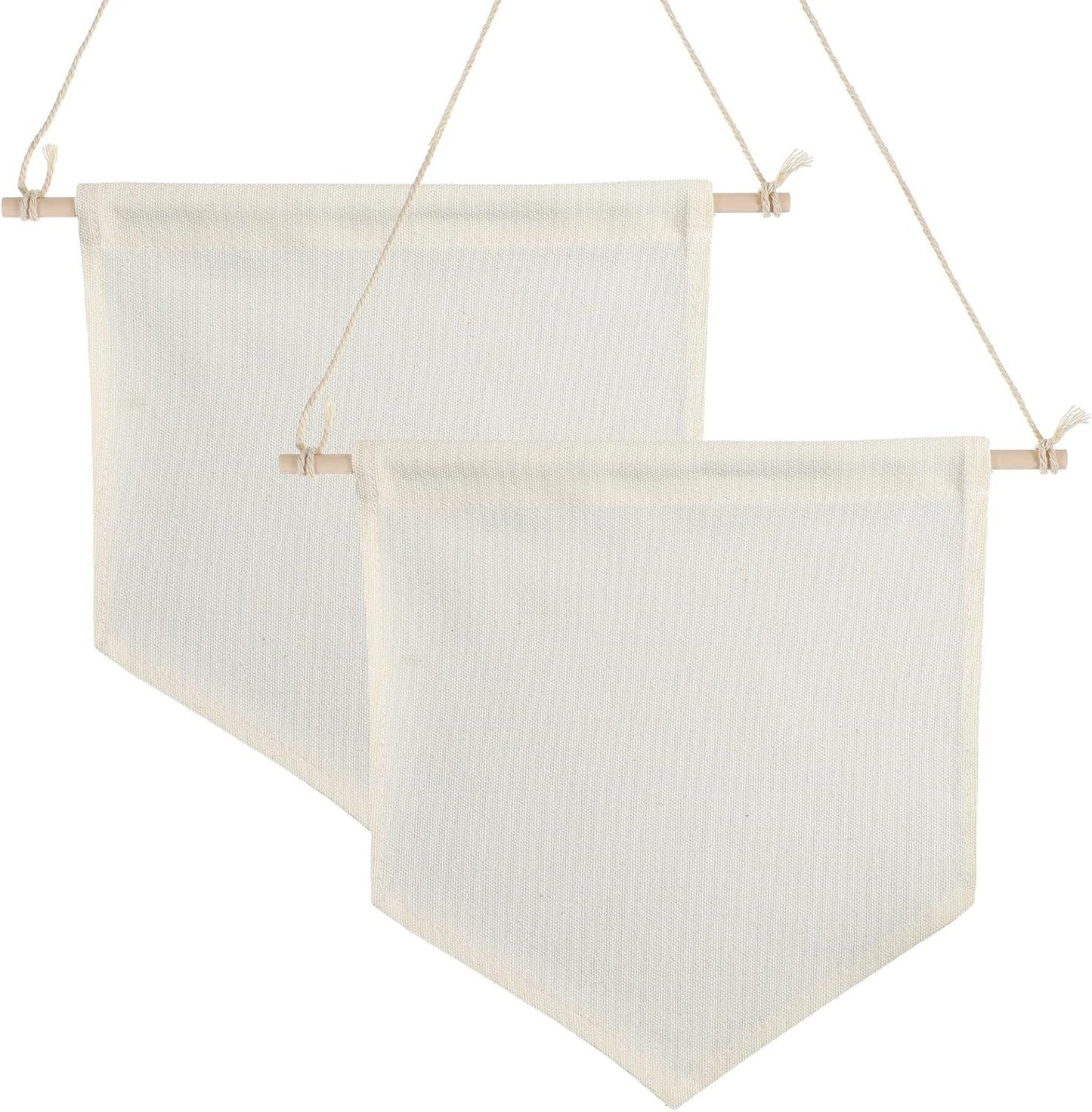 2 Pcs Embroidery Blank Banners, DIY Fabric Banner for Indoors, Baby Shower, Wedding, Graduation, Custom banners for Display Brooch Jewelry Earrings Necklace Enamel Pin (Beige)