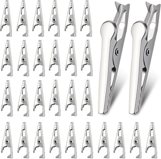 100 Pack Mini Clamps Alligator Clips for Crafts & Electrical, Small Metal Clips for Joints 35 mm Alligator Clamp for Crafting, Gator Clips Clamps Bulk for Crafts Holding (Silver）