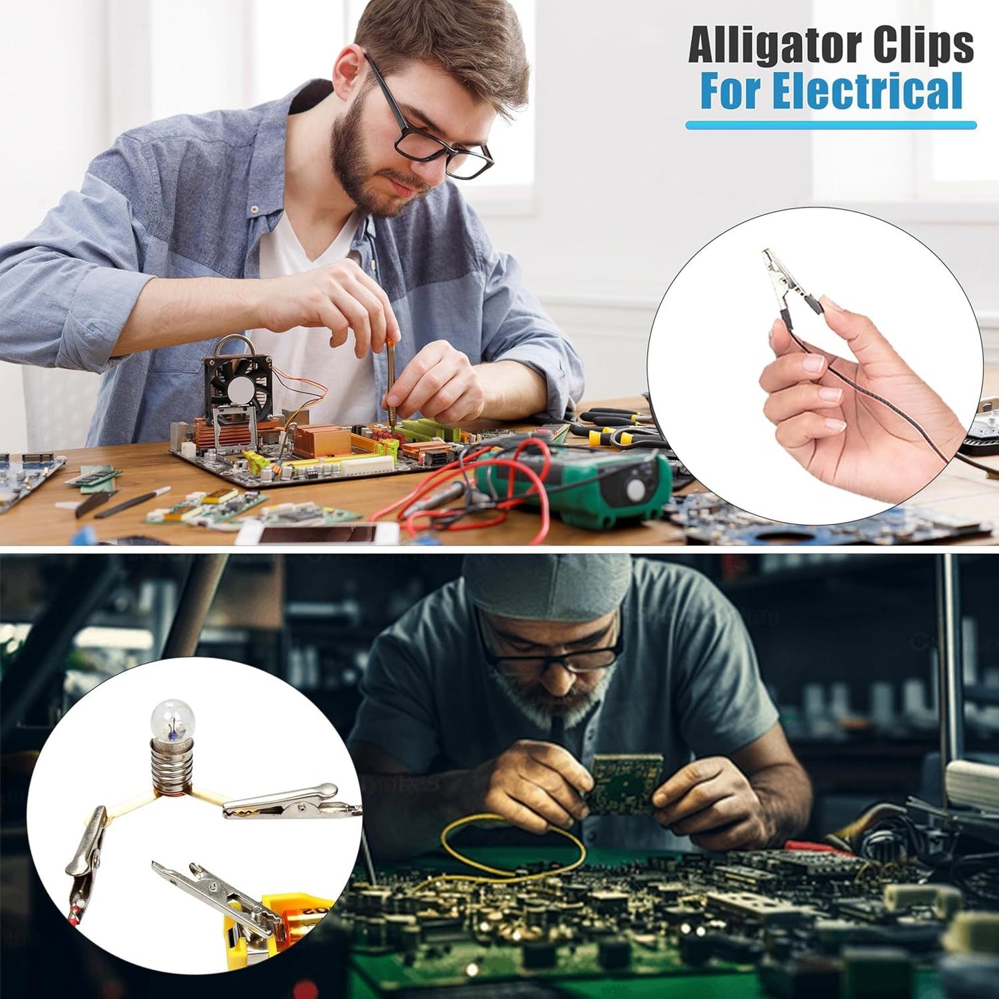100 Pack Mini Clamps Alligator Clips for Crafts & Electrical, Small Metal Clips for Joints 35 mm Alligator Clamp for Crafting, Gator Clips Clamps Bulk for Crafts Holding (Silver）