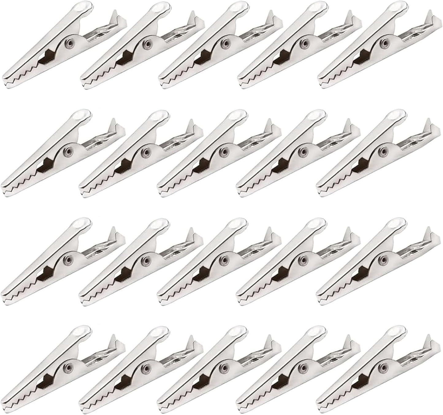 100 Pack Mini Clamps Alligator Clips for Crafts & Electrical, Small Metal Clips for Joints 35 mm Alligator Clamp for Crafting, Gator Clips Clamps Bulk for Crafts Holding (Silver）