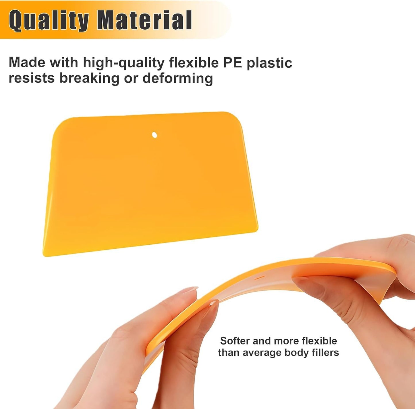 Body Filler Spreader, 9-Pack Reusable Plastic Auto Body Spreader Tools for Car Applying Fillers, Putties, Glazes, Caulks, and Paints (Includes 4", 5", and 6" Sizes)