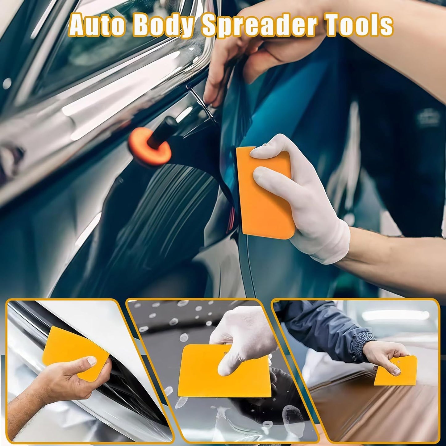 Body Filler Spreader, 9-Pack Reusable Plastic Auto Body Spreader Tools for Car Applying Fillers, Putties, Glazes, Caulks, and Paints (Includes 4", 5", and 6" Sizes)