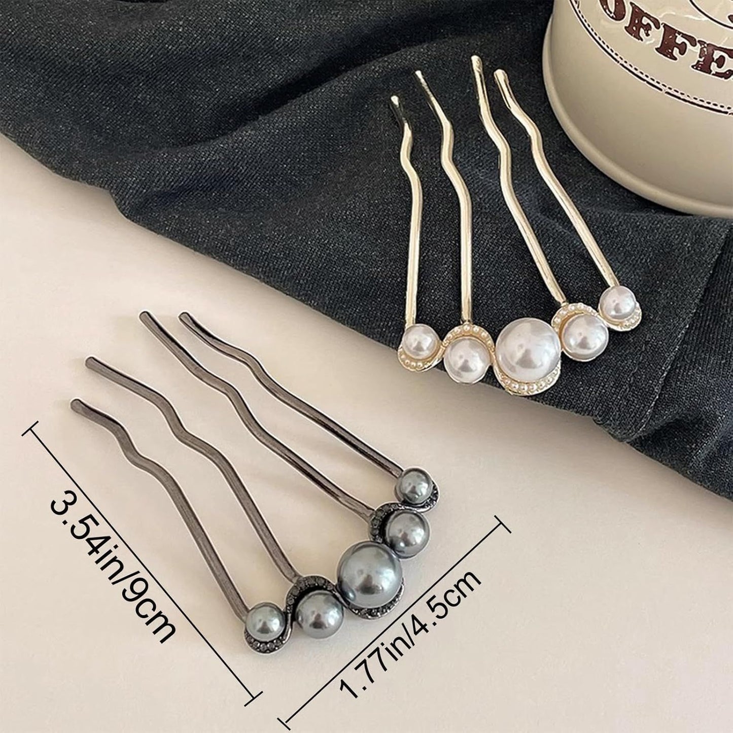 6 Pcs Wedding Pearl Hair Comb U-Shape Side Comb legant Vintage French Pearl Hair Pins Hair Clip Bridal Hair Accessories for Brides, Bridesmaid, Party, Daily, Holiday