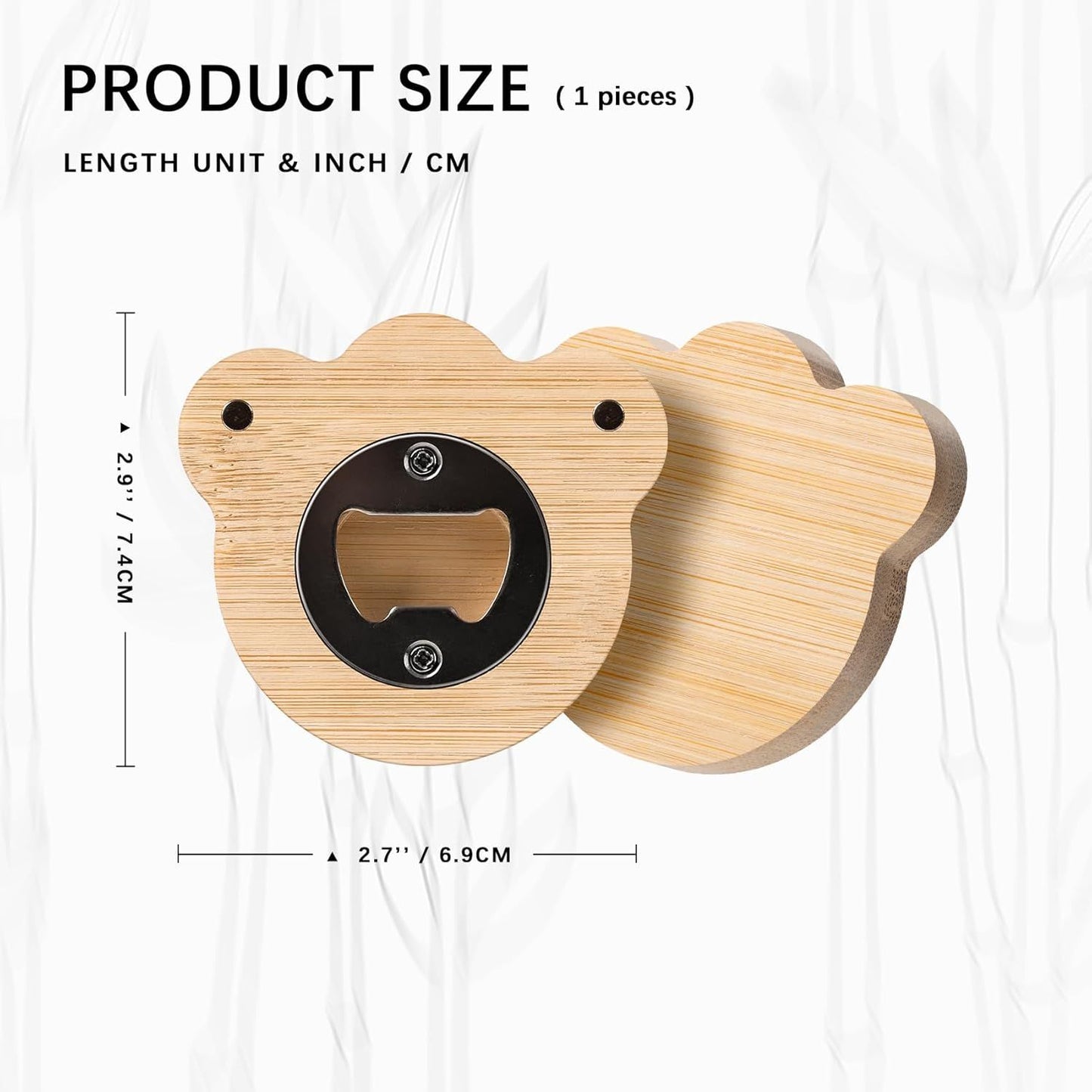 Bottle Opener Magnetic – Bamboo Beer Bottle Opener with Strong Magnet for Fridge, Claw-shaped Stainless Steel Bottle Cap Opener, Beer Opener Gift, Modern Beer Can Opener for Kitchen & Bar Use