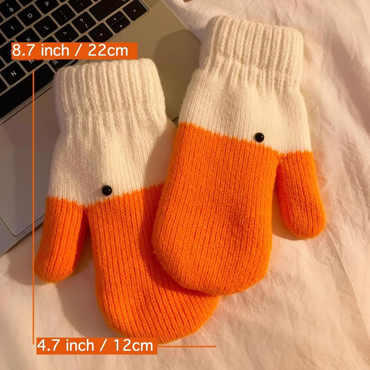 Women's Winter Warm Fleece Knitted Mittens wuth Funny Goose Design