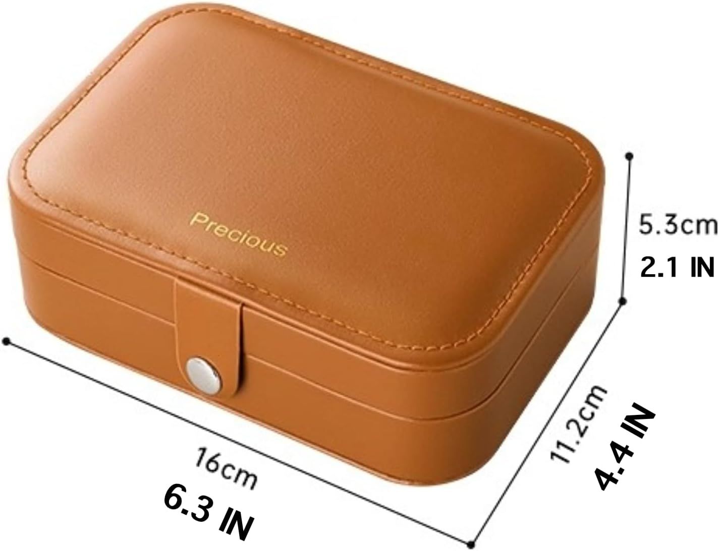 Travel Jewelry Box with 3 Layers for Earrings Studs Rings Necklaces, Portable Compact Jewelry Organizer Storage Case (Brown)