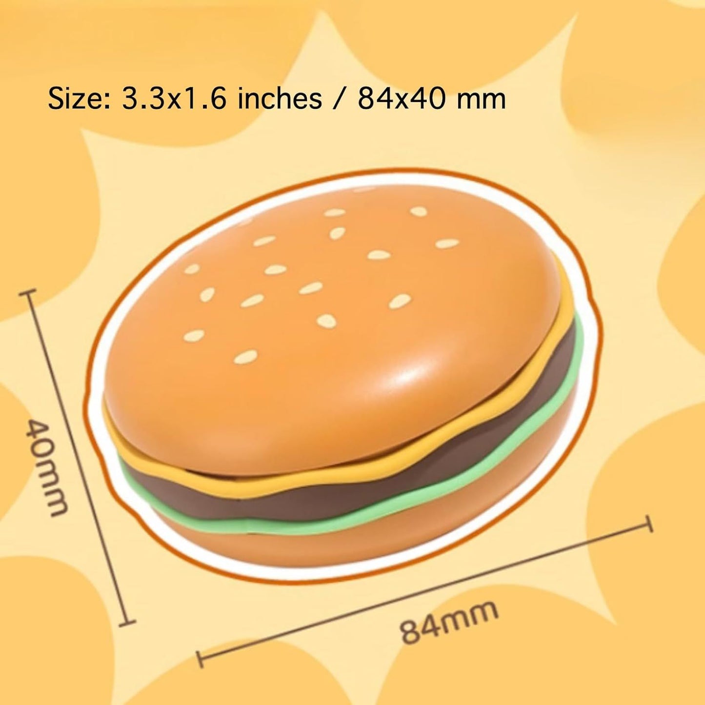 Hamburger Shaped Pill Case, Portable 6 Compartment Mini Pill Organizer with Sealable Lids for Medicine Vitamin Storage (Hamburger Pill Box [6-Grid])