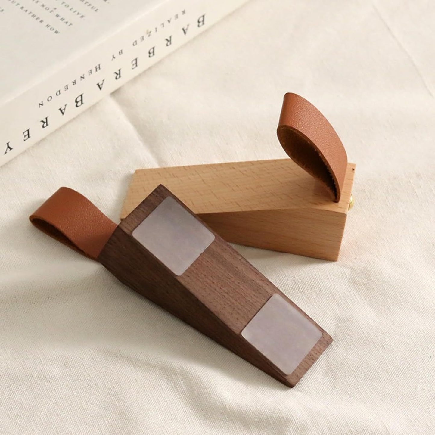 2 Pcs Walnut Door Stopper Door Jam for Floor Wedge Door Stop Hold Open Anti Slip Door Stopper for Home Office