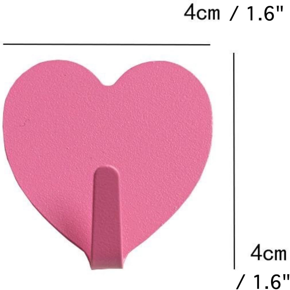 9 Pcs Heart Shaped Adhesive Wall Hooks, Cute Decorative Pink and White Self-Adhesive Hooks for Home Office Organization (White Pink)
