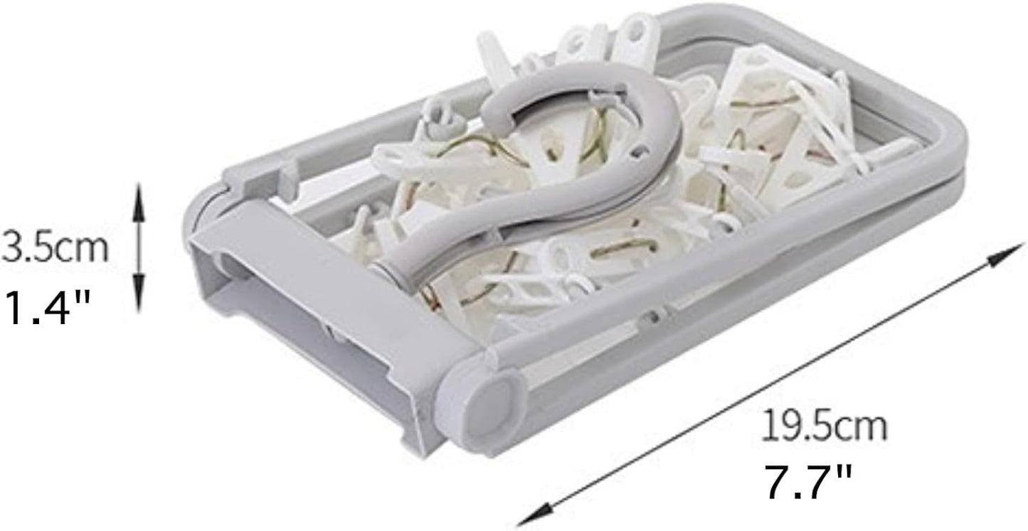 2 Pack Clothes Drying Rack with 12 Multiple Clips, Foldable Portable Travel Hanger for Socks Underwear Bras (White)