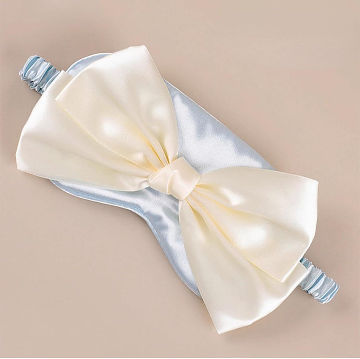 Cute Bow Satin Eye Mask for Women Girls, Breathable Cooling Nap Sleep Cover for Summer Dorm Essentials (Blue)