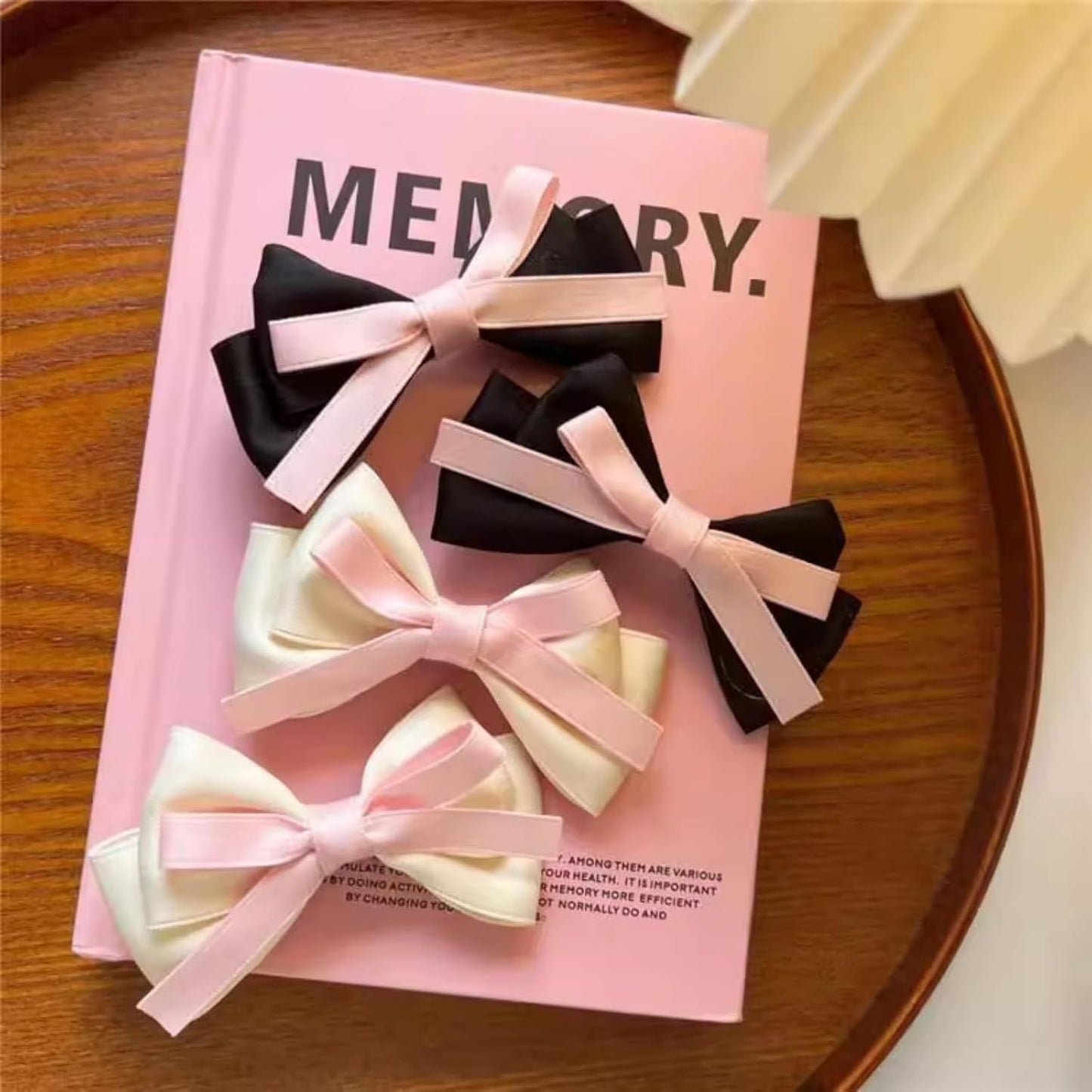 4 Pcs Cute Silky Bow Hair Clips for Girls Women, Princess Style Hair Pins Hair Accessories for Twin Tails (Black White)
